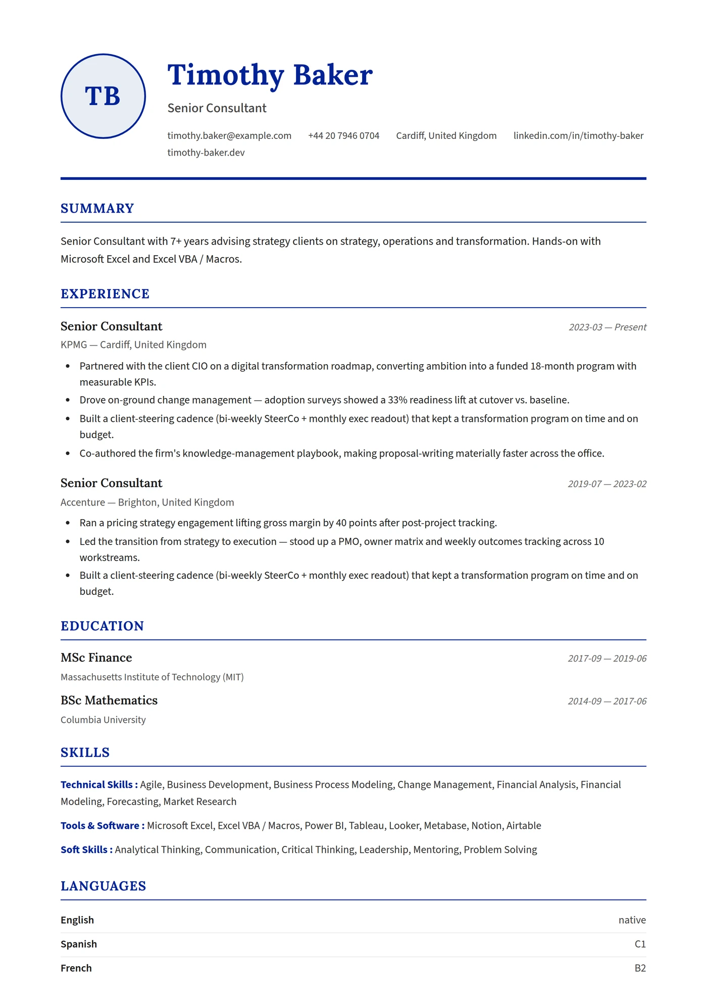 France — CV templates