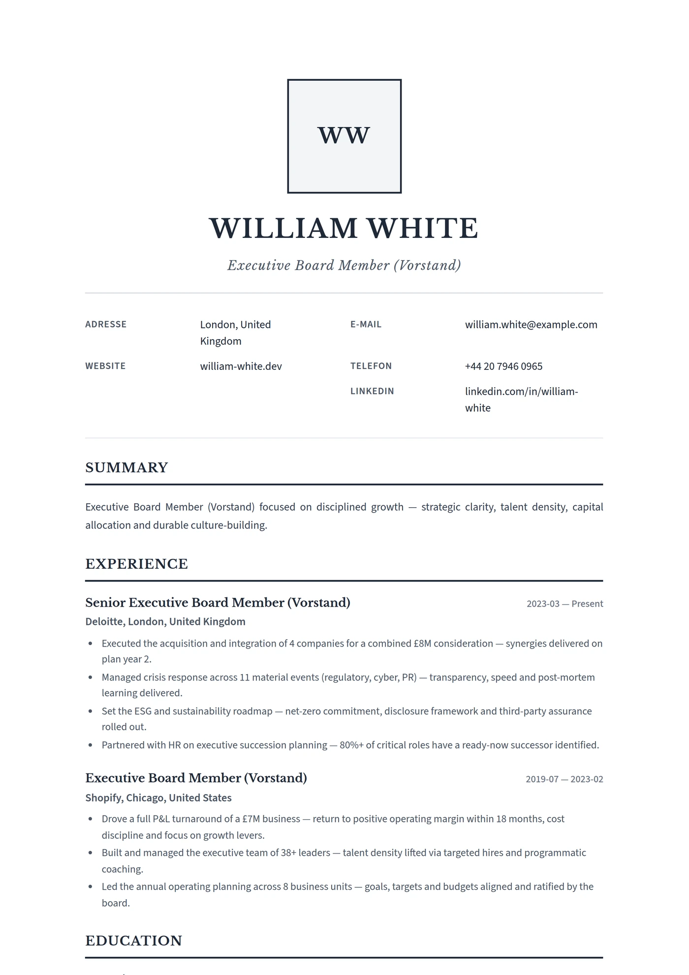 Germany Executive — CV templates