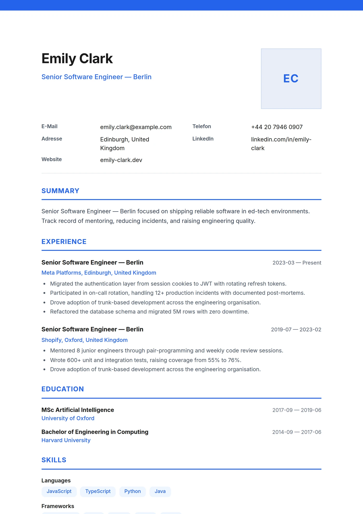 Germany Modern — CV templates