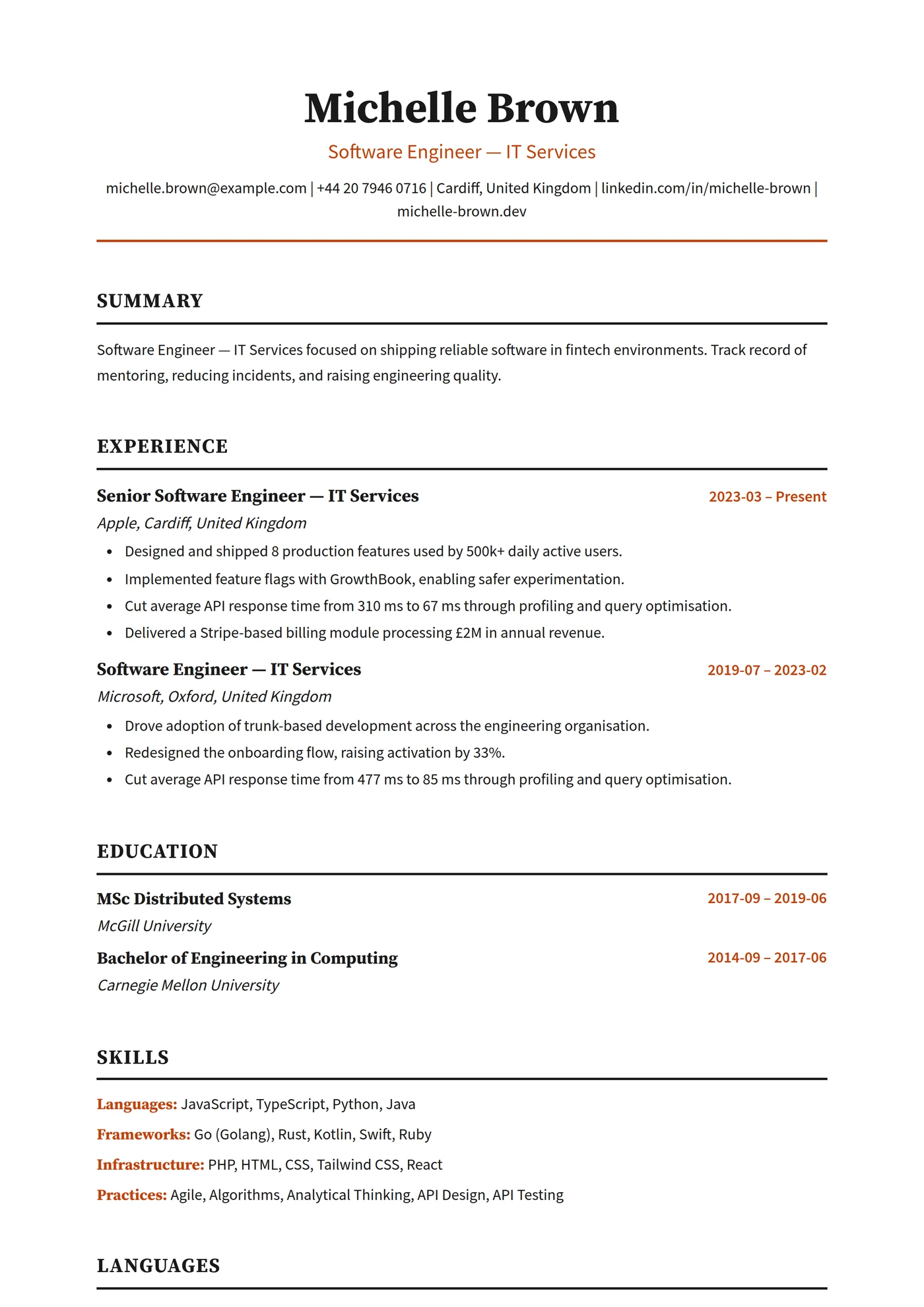 India — CV templates