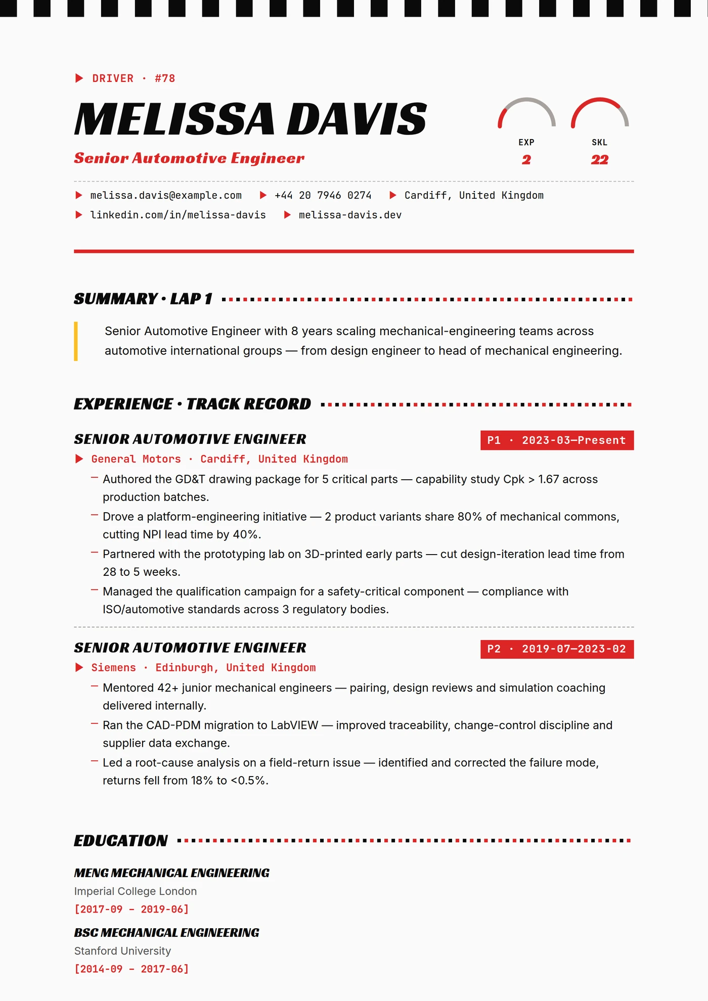 Industry — Automotive — CV templates