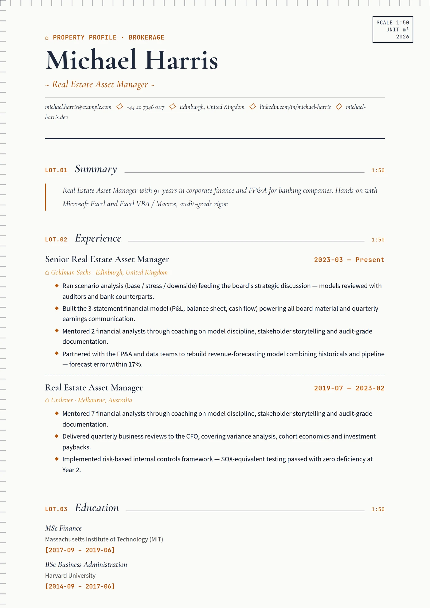 Industry — Real Estate — CV templates