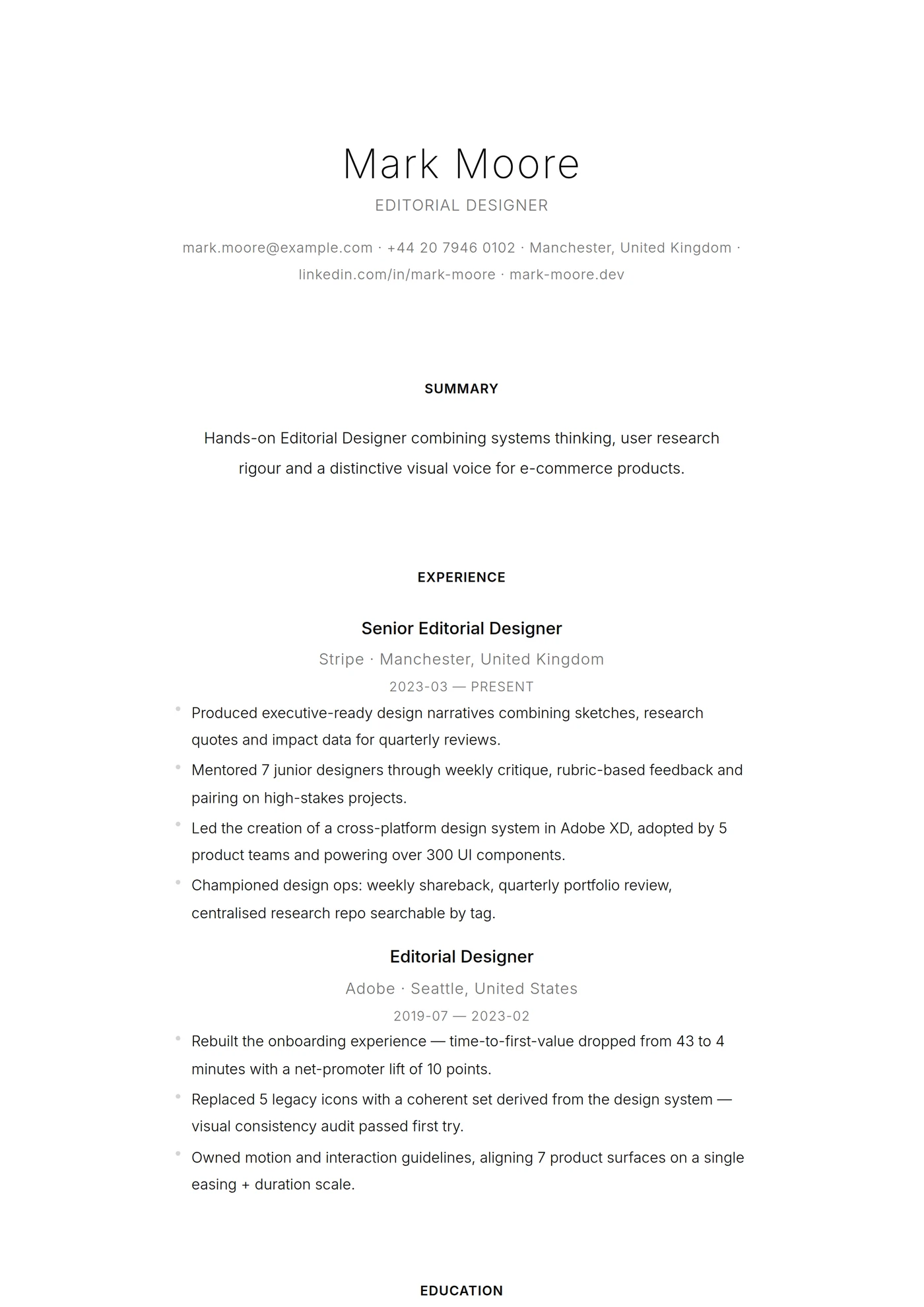 Minimal Air — CV templates