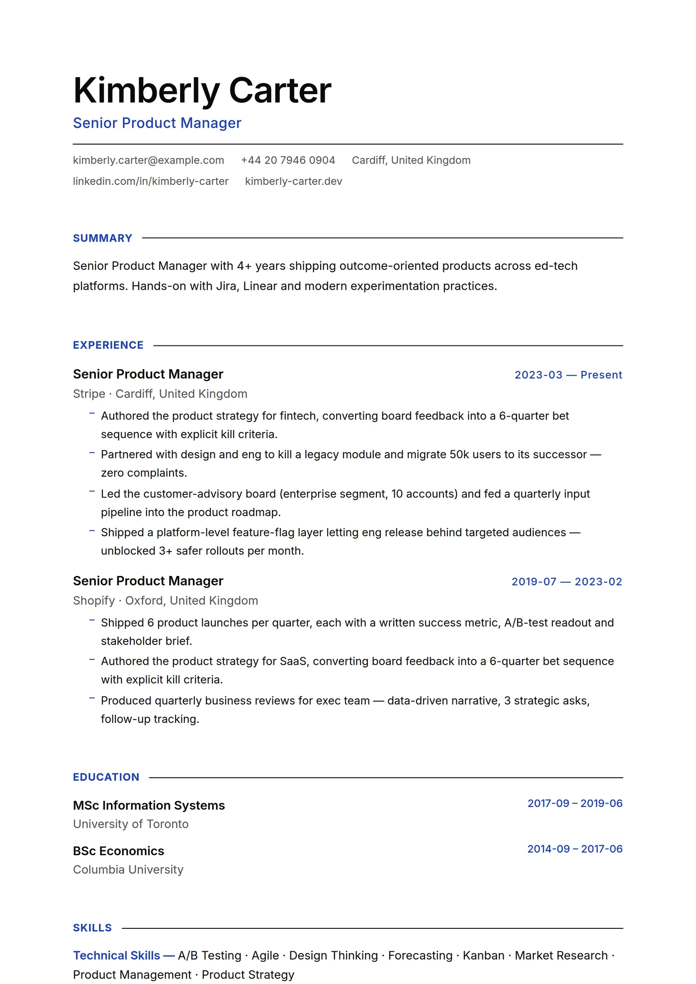 Minimal Thin Rule — CV templates