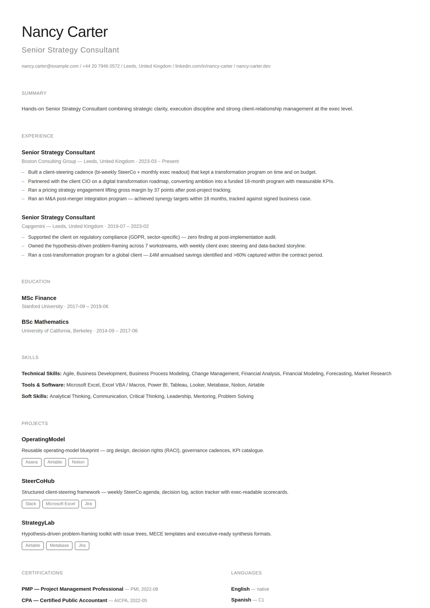 Minimal — CV templates