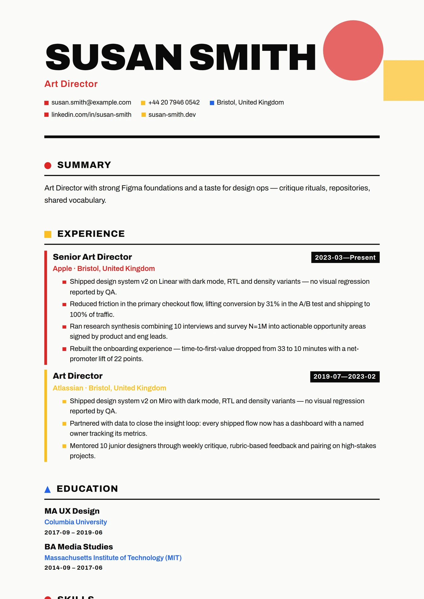 Modern Bauhaus — CV templates