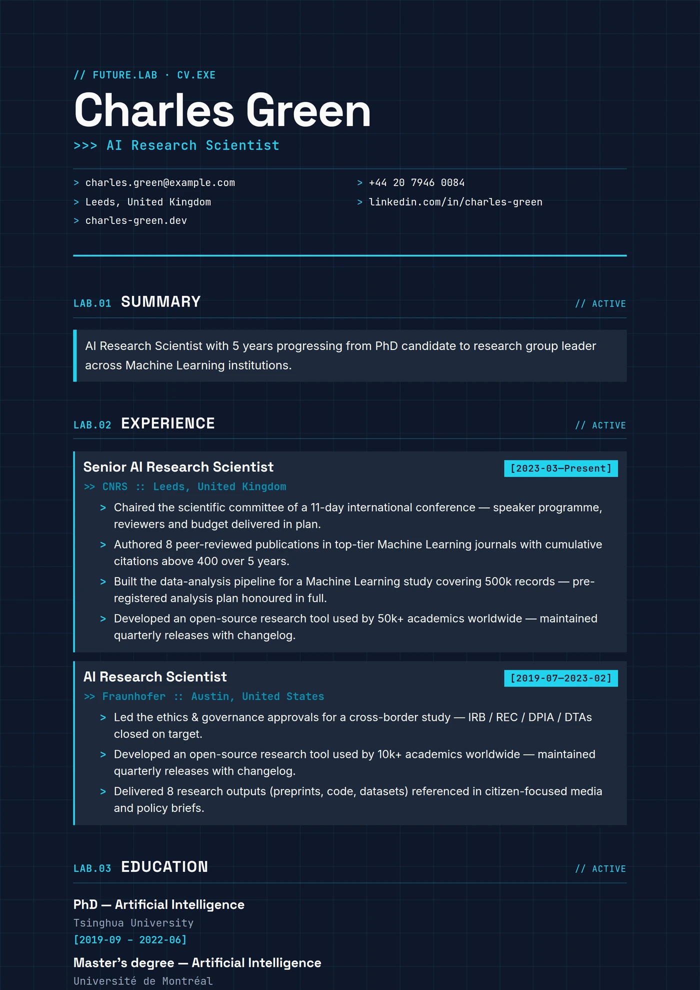 Modern Future Lab — CV templates