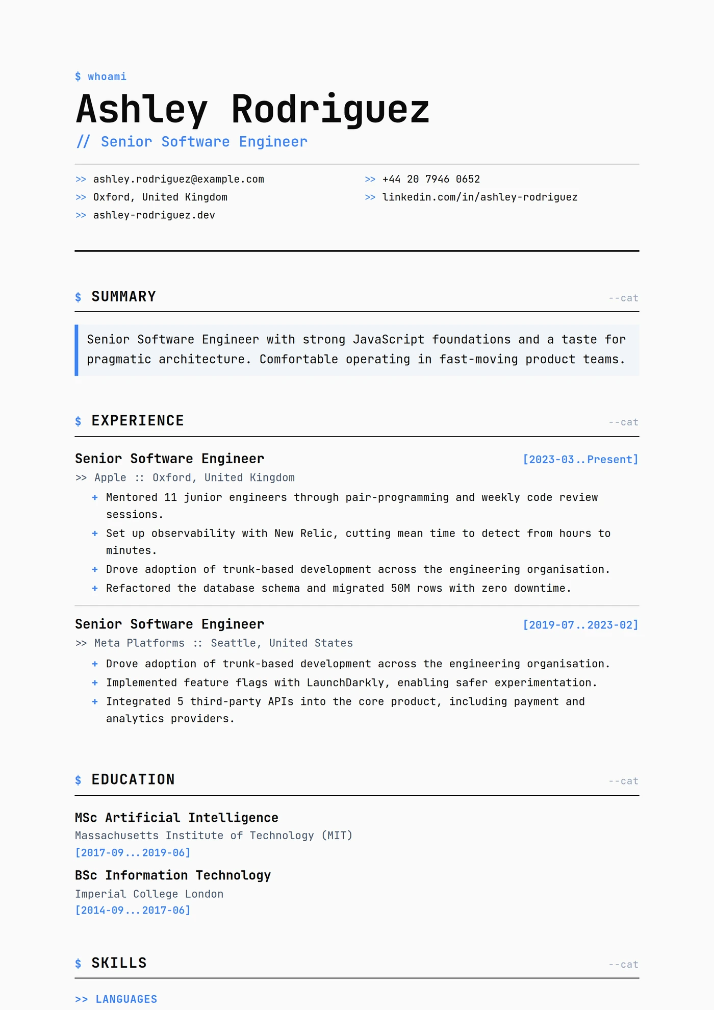 Modern Mono Grid — CV templates