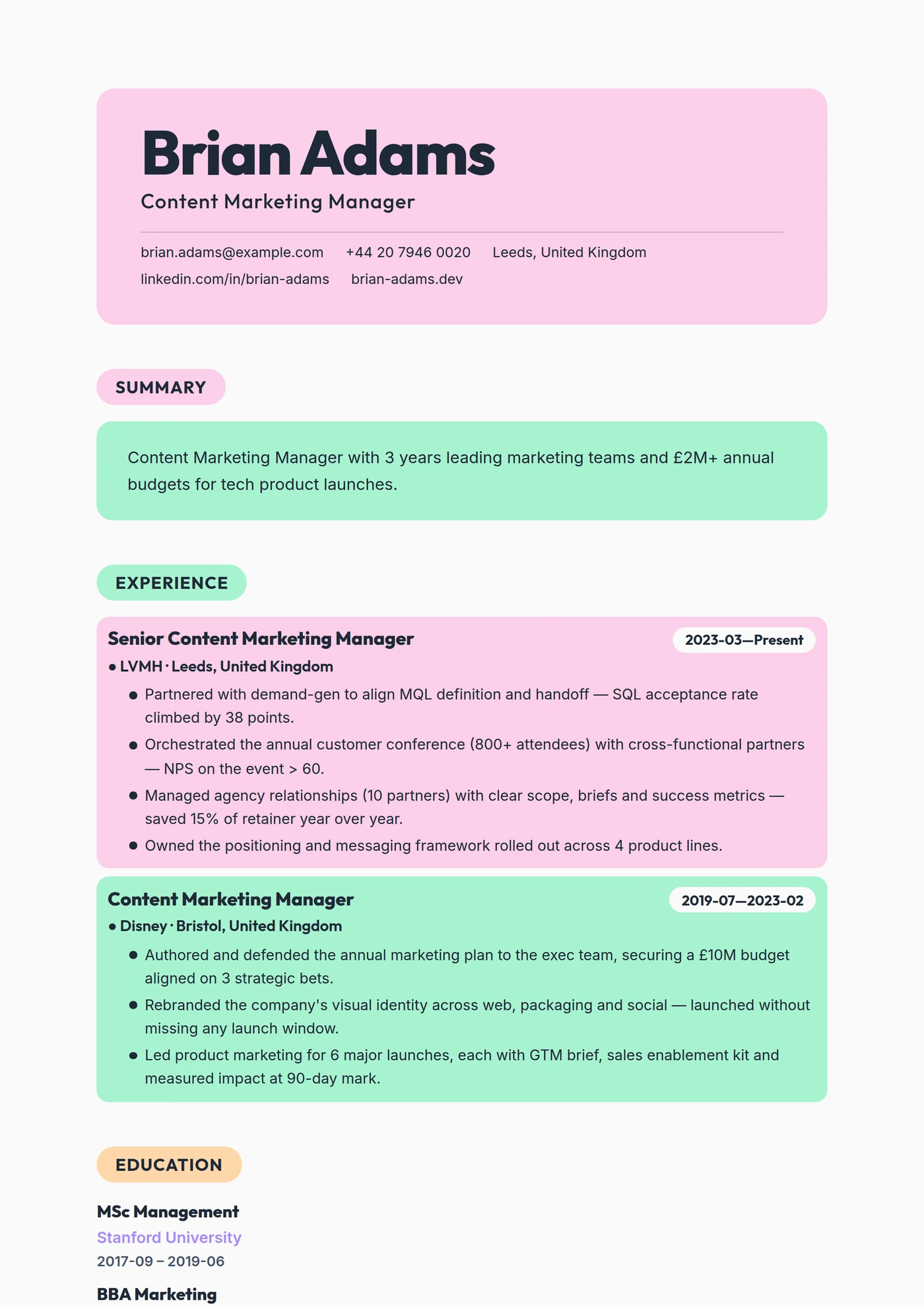 Modern Pastel Blocks — CV templates
