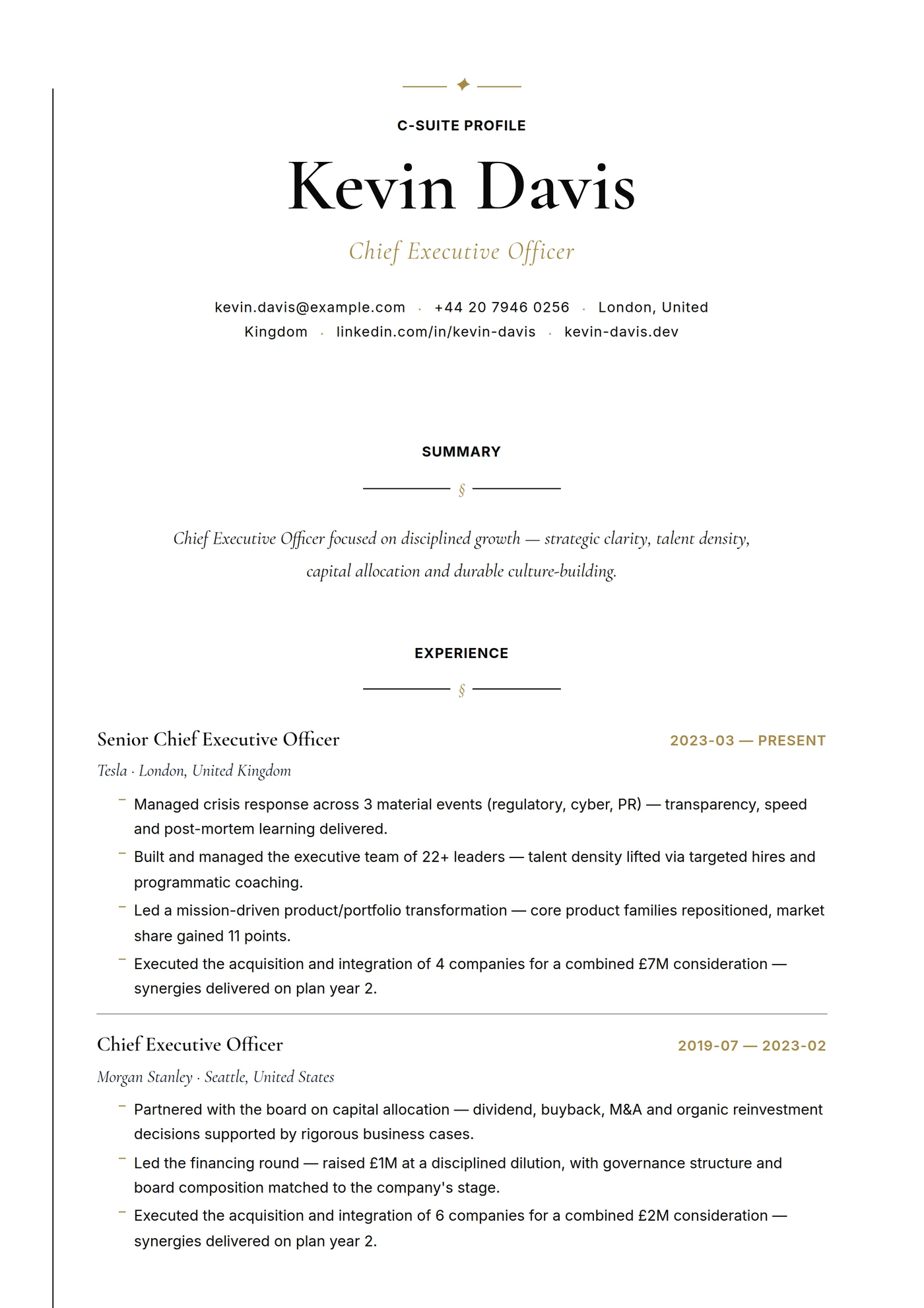 C-Suite Elegant — CV templates