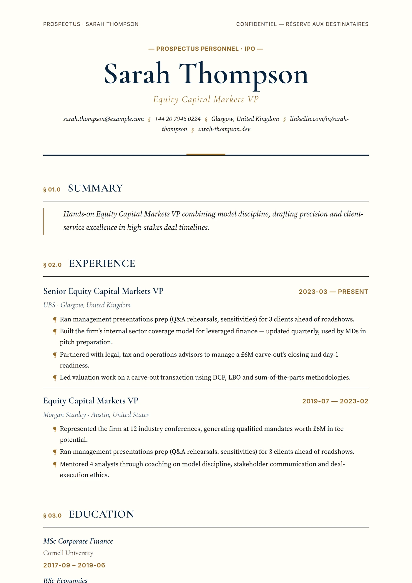 IPO Prospectus — CV templates