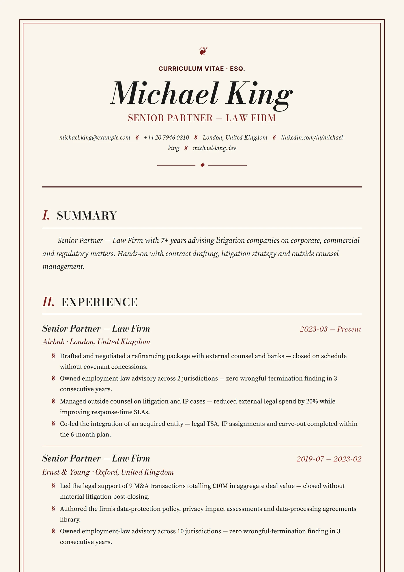 Law Firm Classic — CV templates