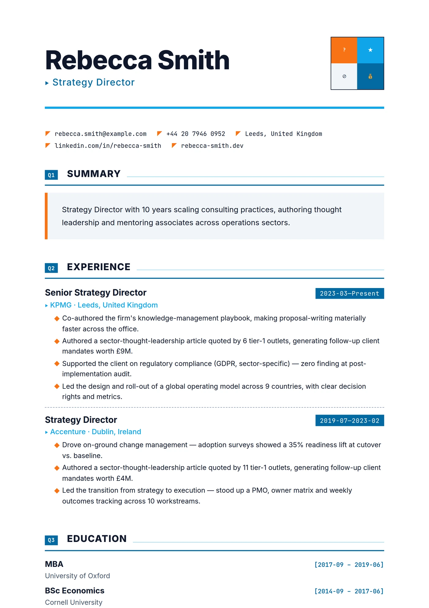 Strategy Matrix — CV templates