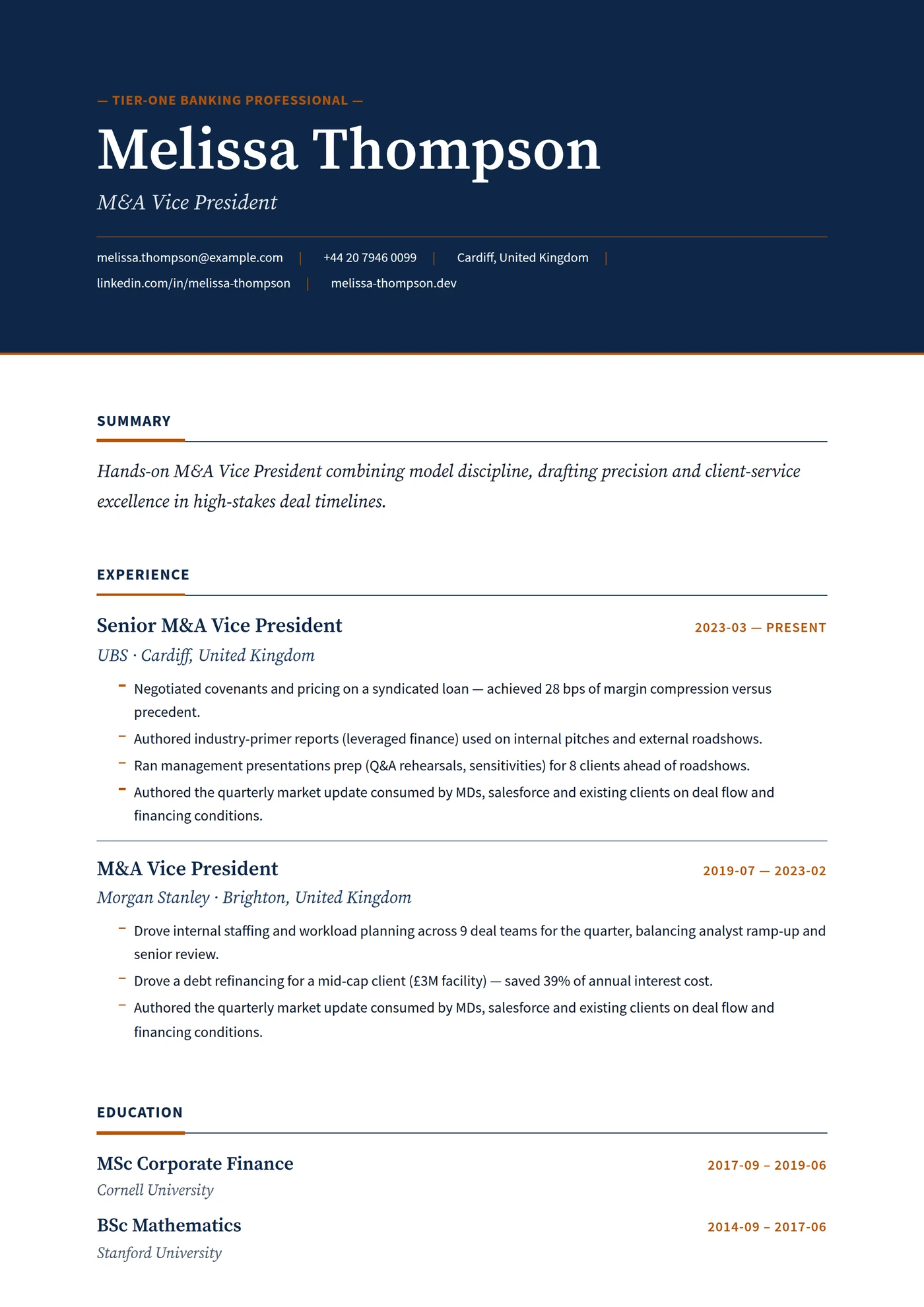 Tier One Bank — CV templates