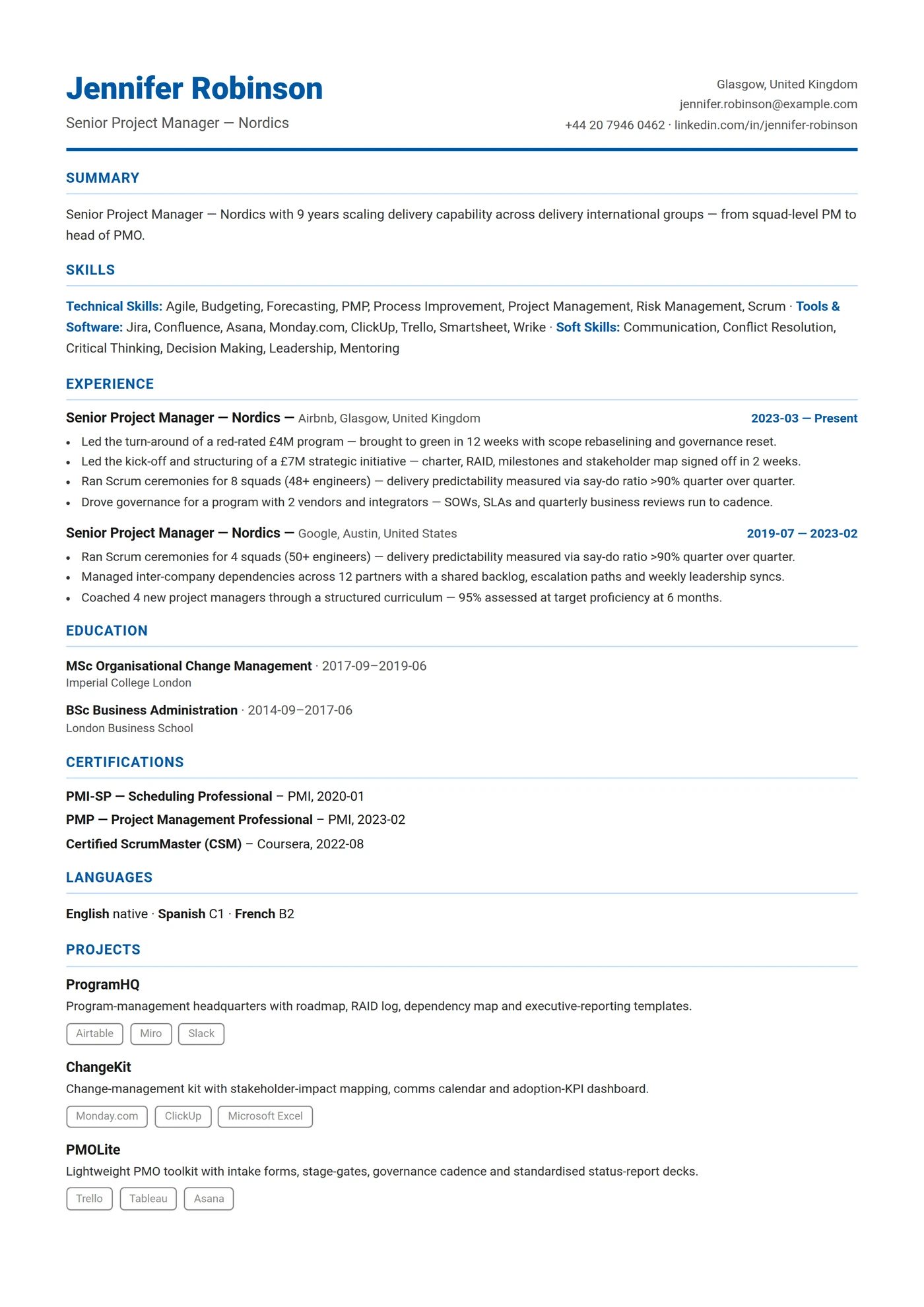 Scandinavia Compact — CV templates