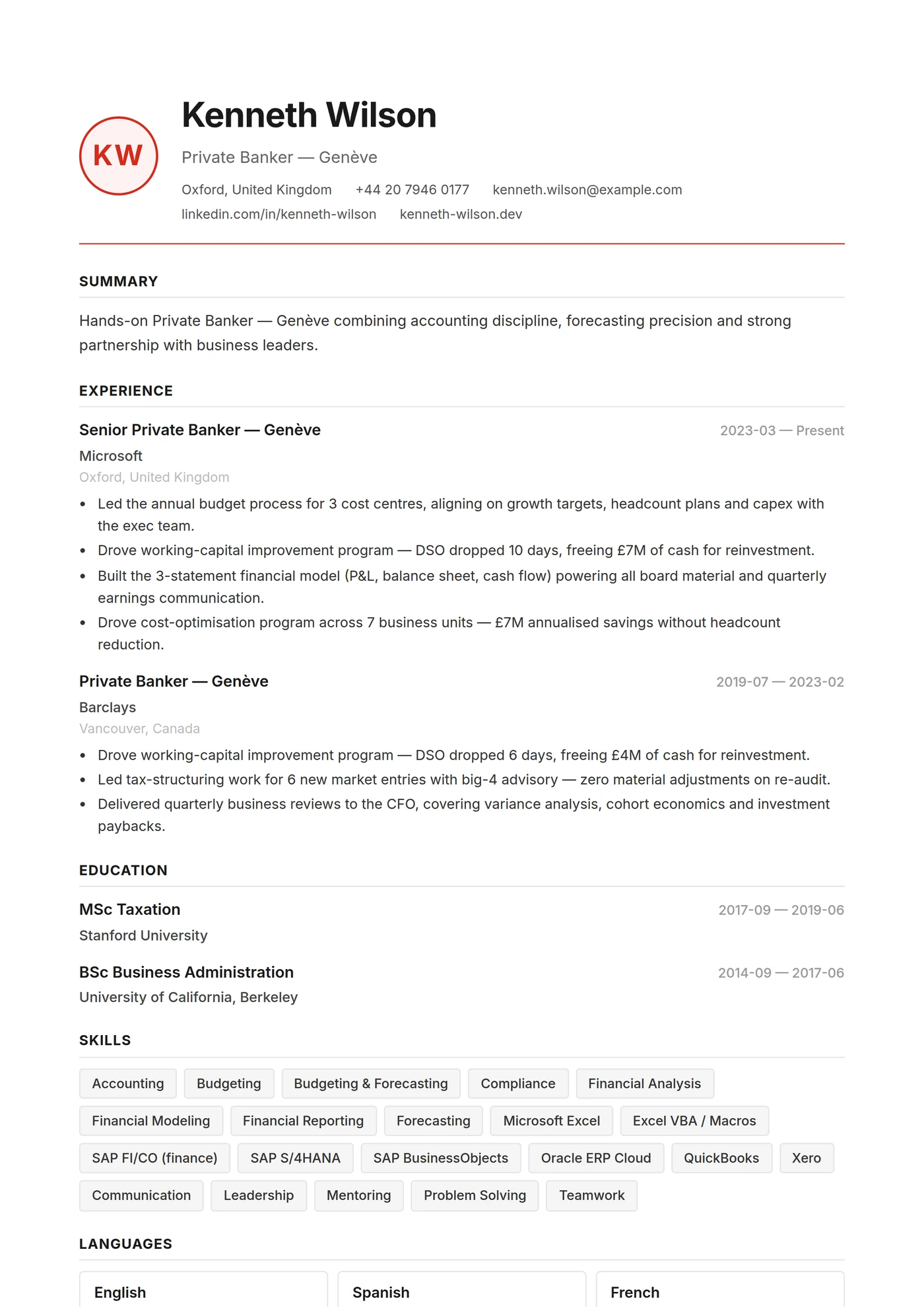 Swiss Precision — CV templates