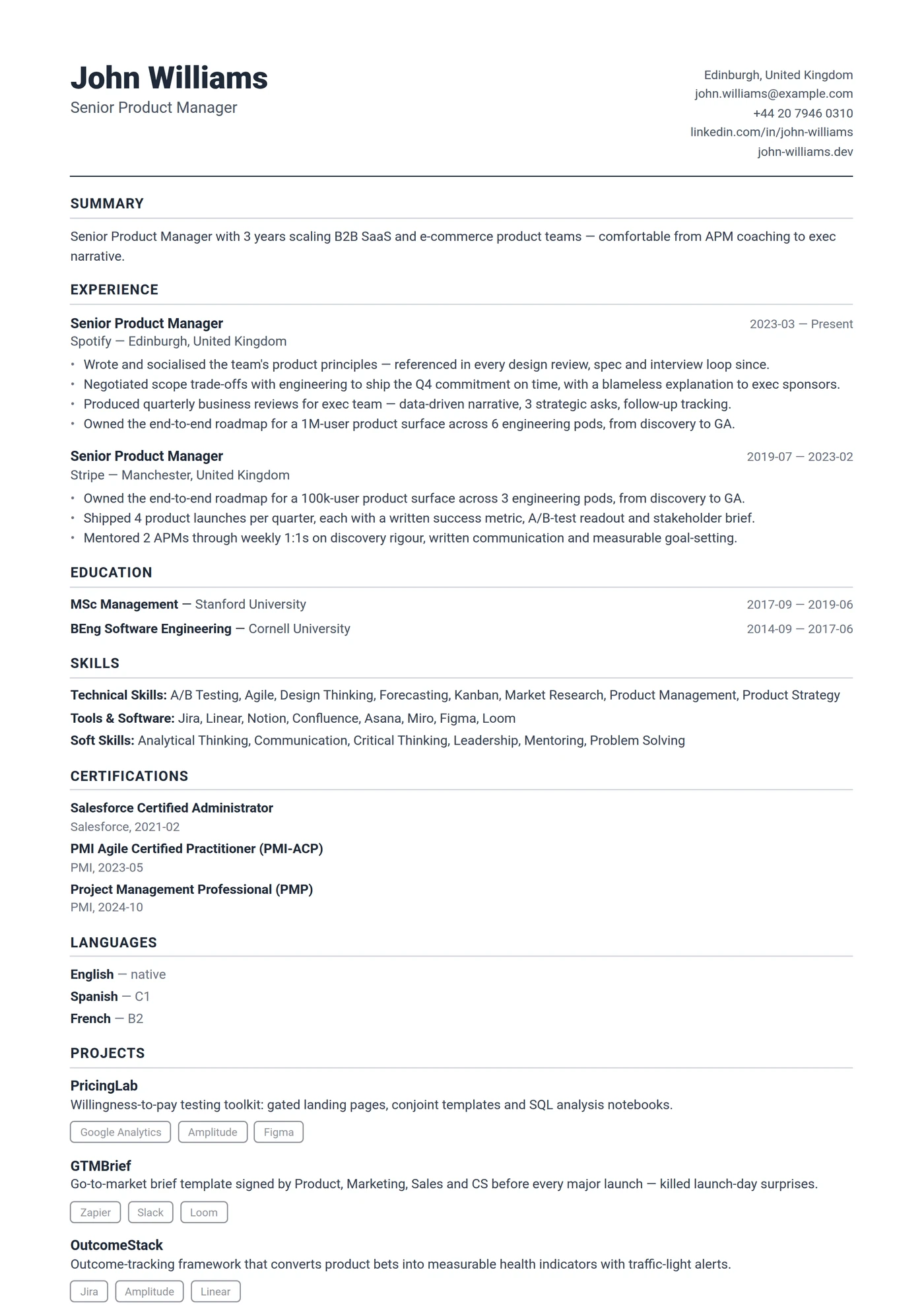 US Compact — CV templates