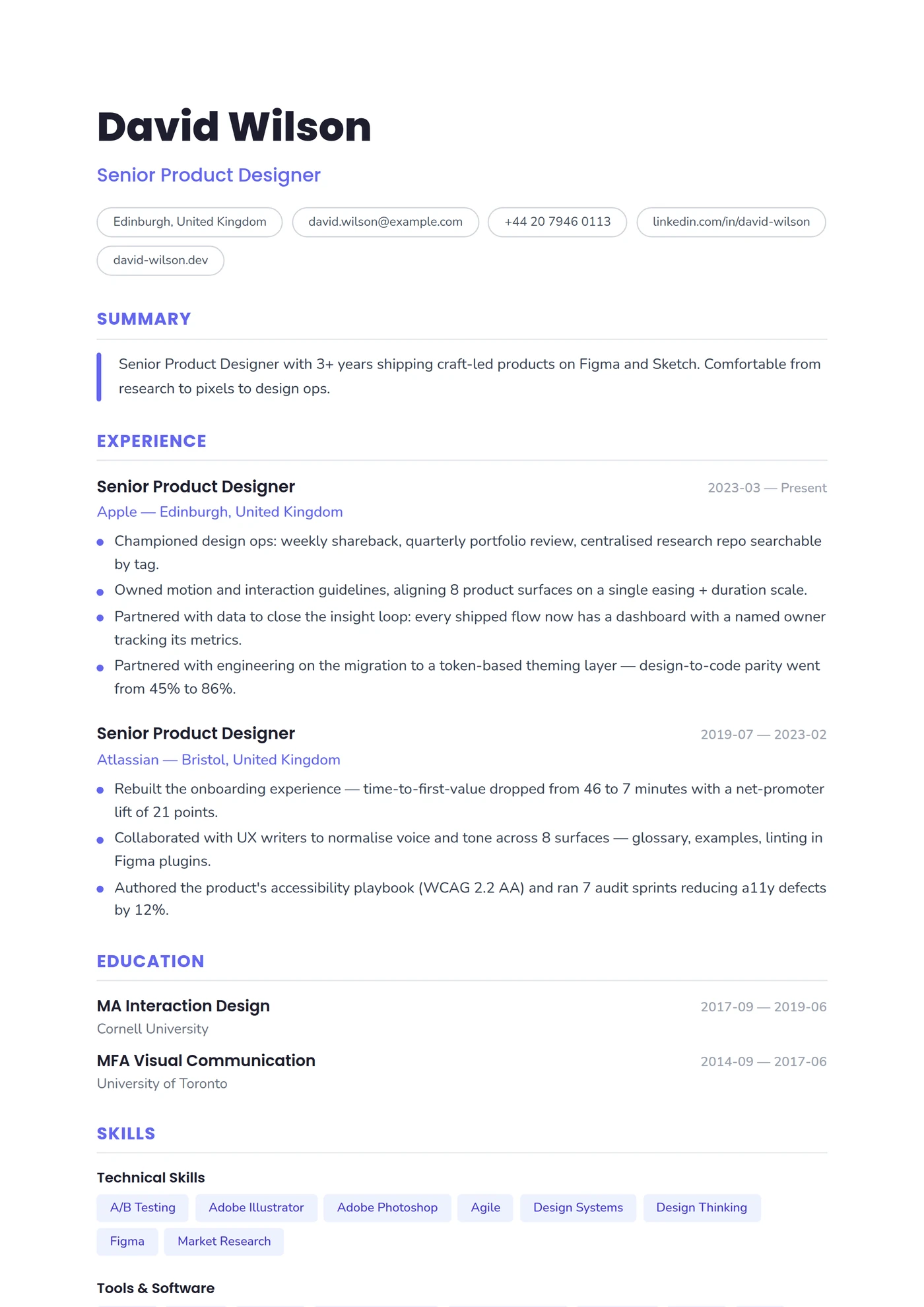 US Modern — CV templates