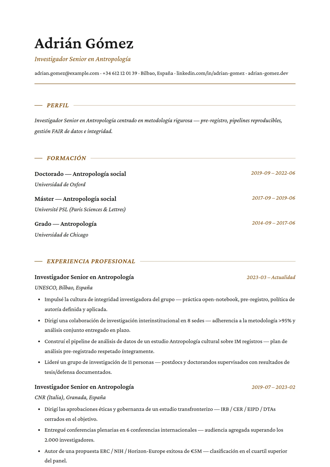 Antropología — Plantillas de CV