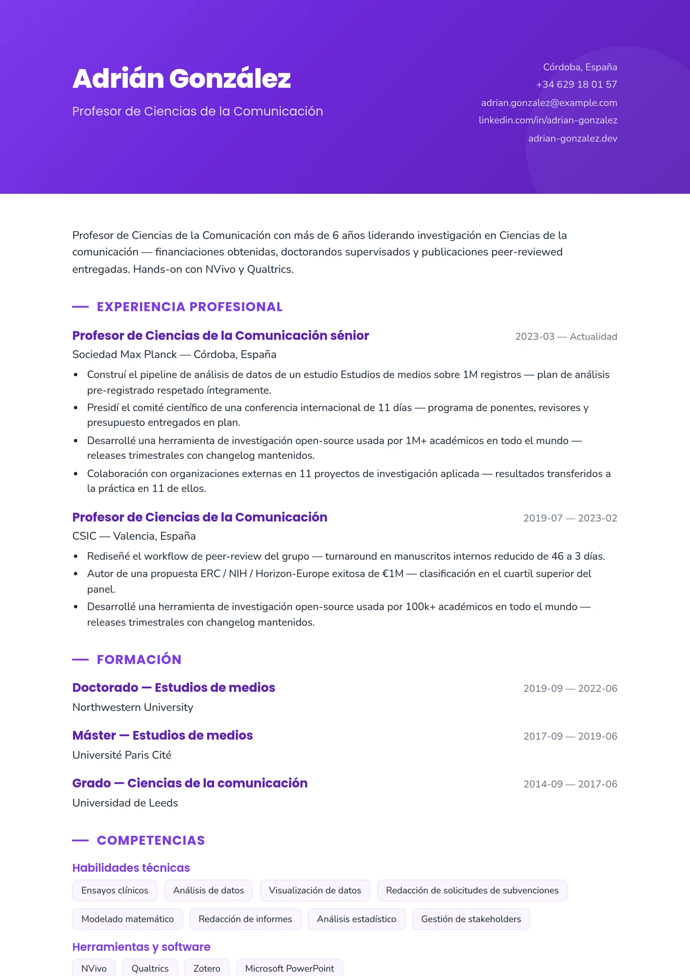 Comunicación y RR.PP. — Plantillas de CV