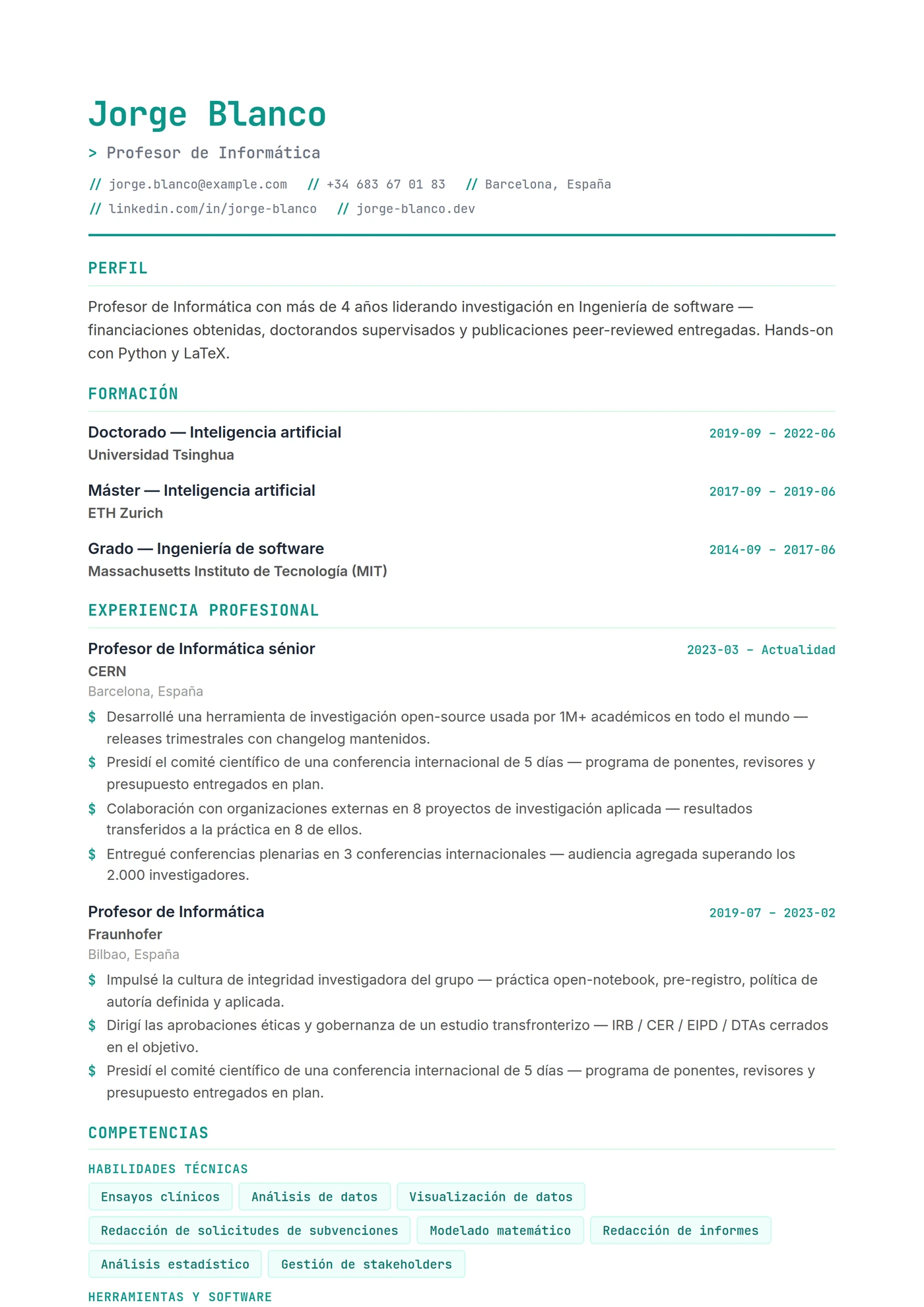 Informática y TI — Plantillas de CV