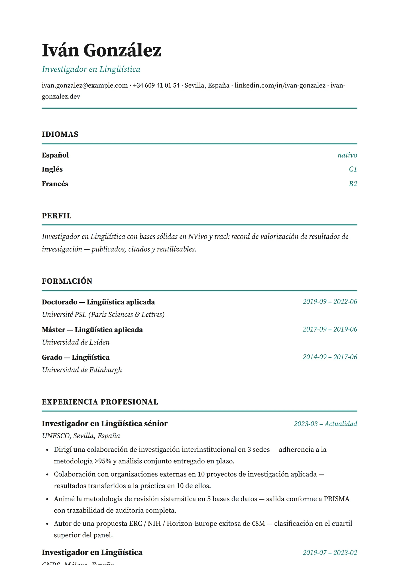 Lenguas — Plantillas de CV