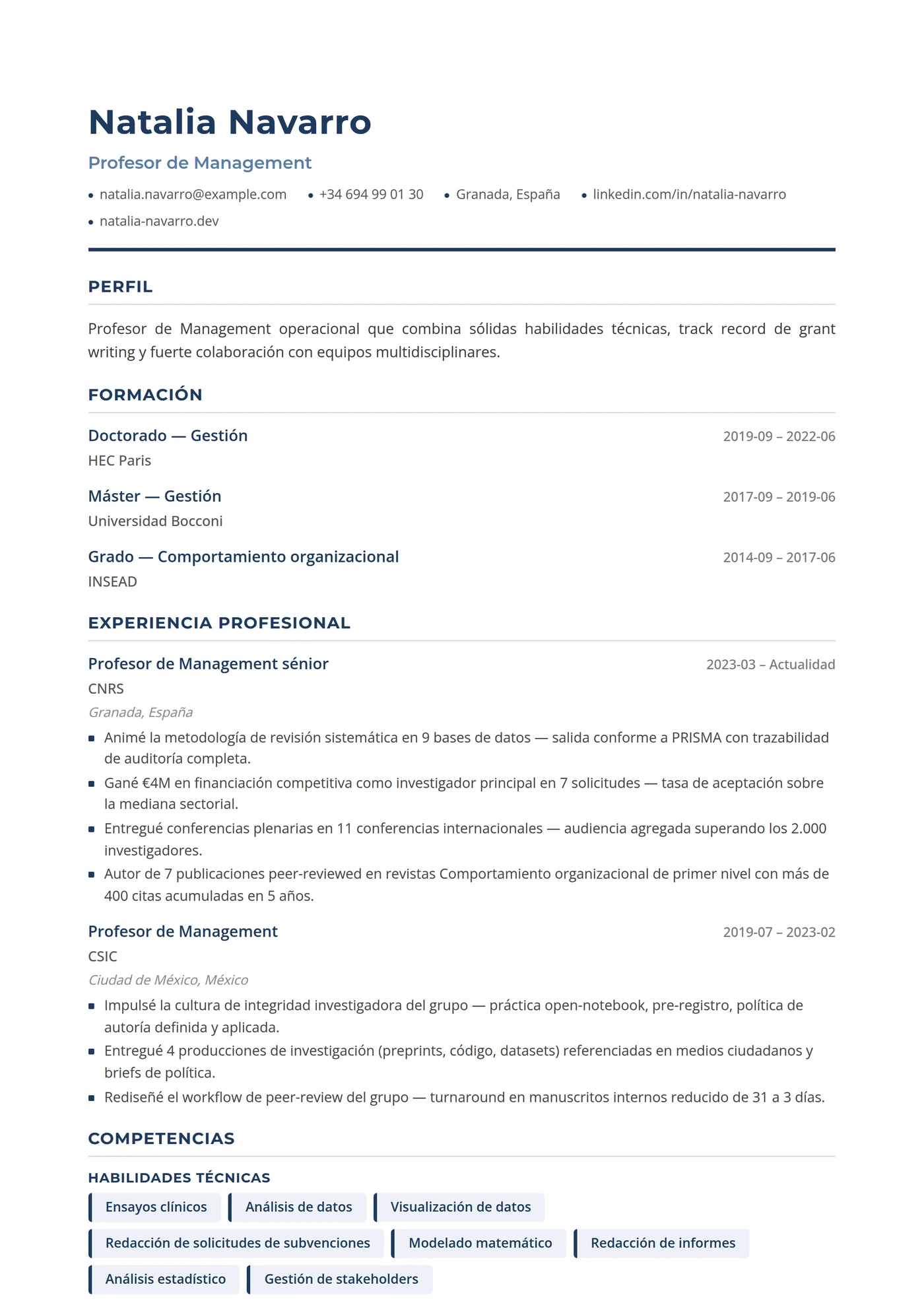 Management y Negocios — Plantillas de CV