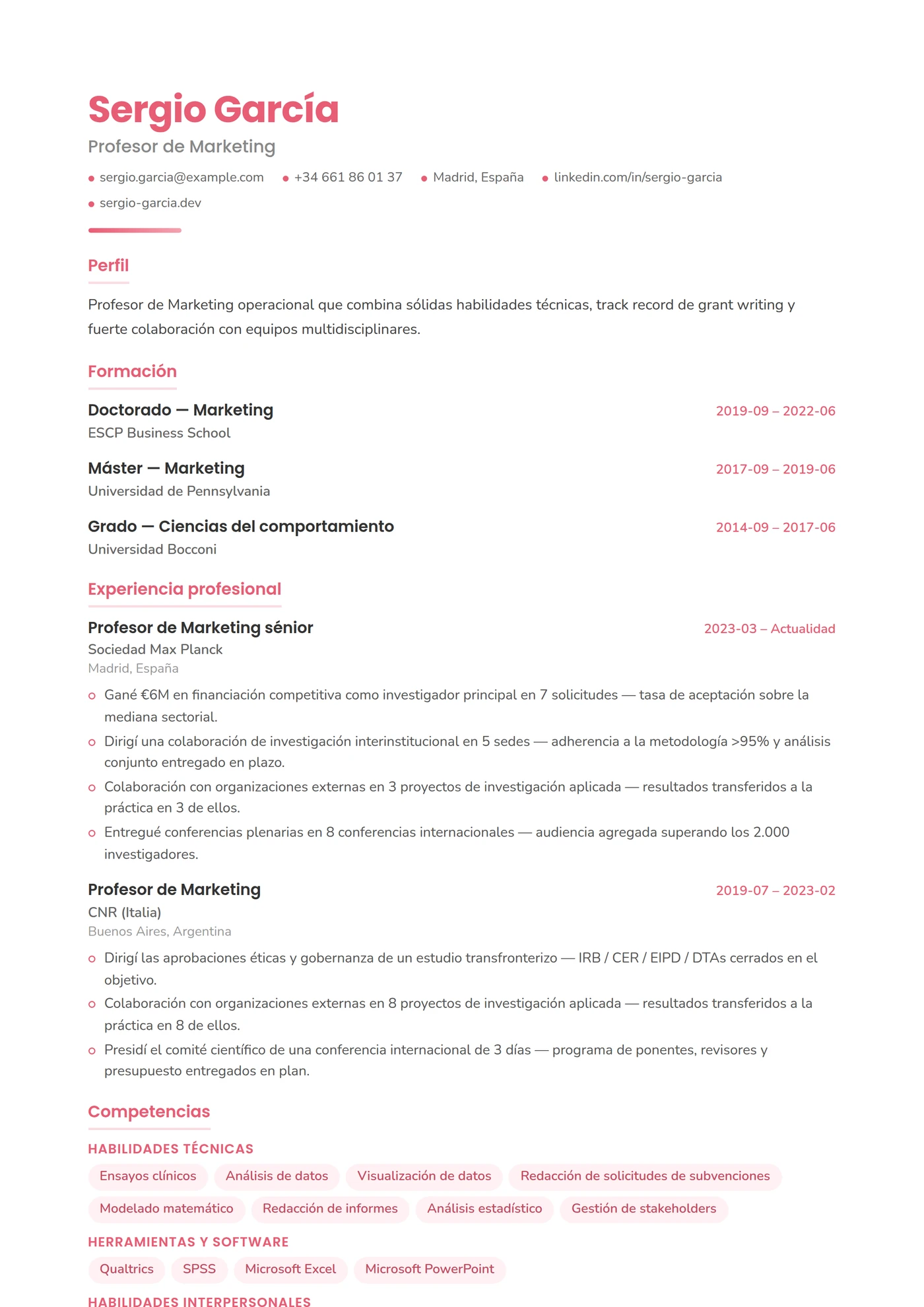Marketing y Comunicación — Plantillas de CV