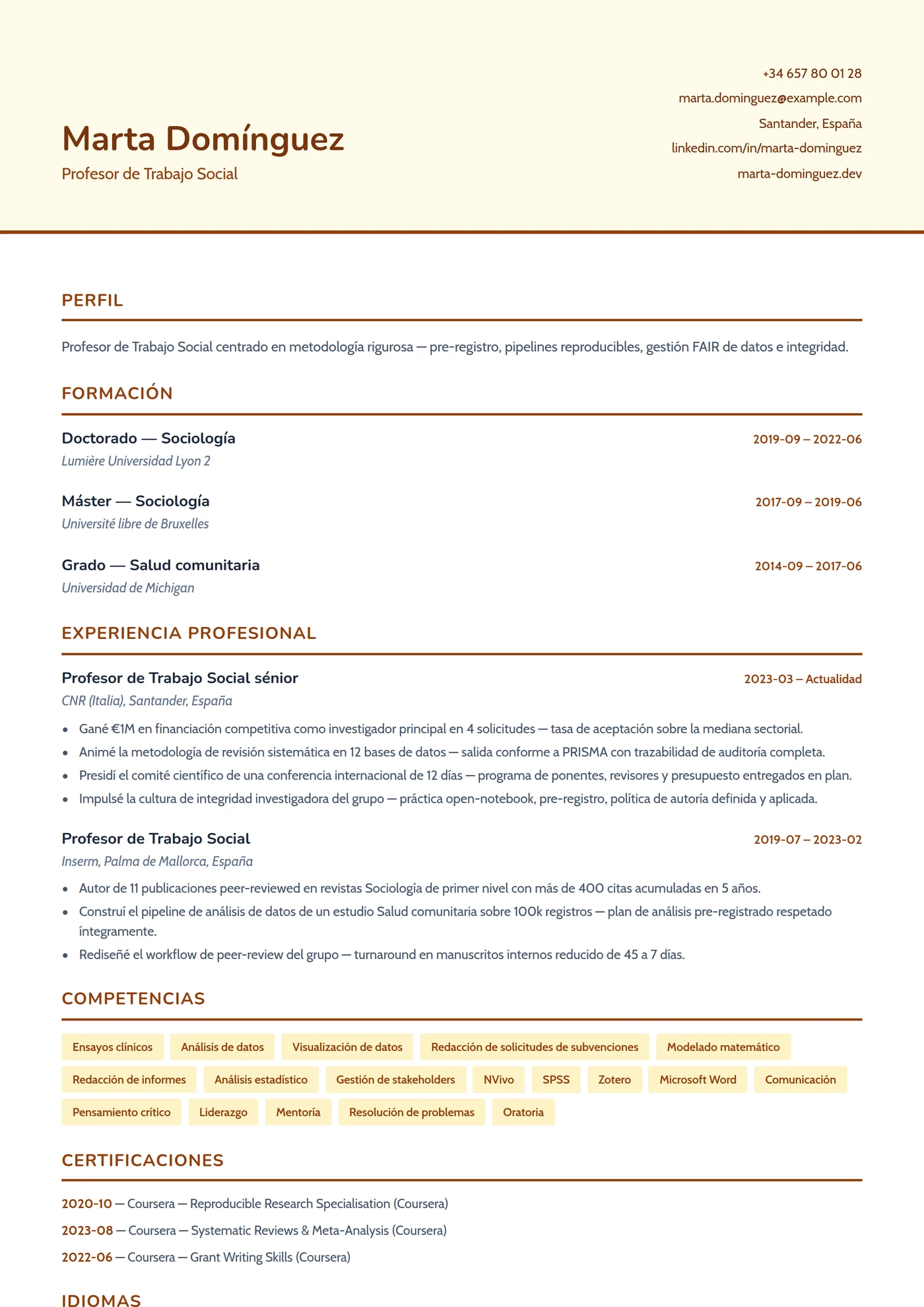 Trabajo Social — Plantillas de CV