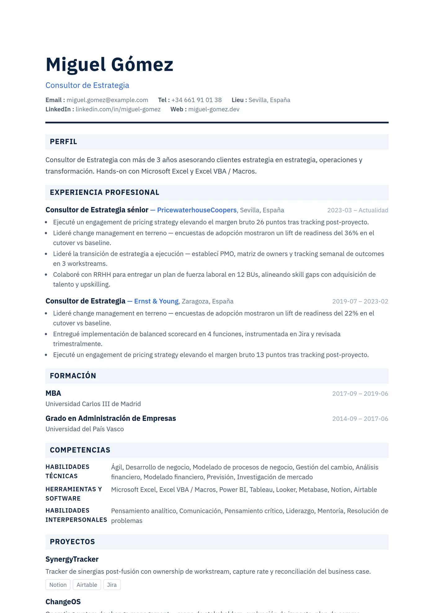 ATS Cuadrícula Corporate — Plantillas de CV