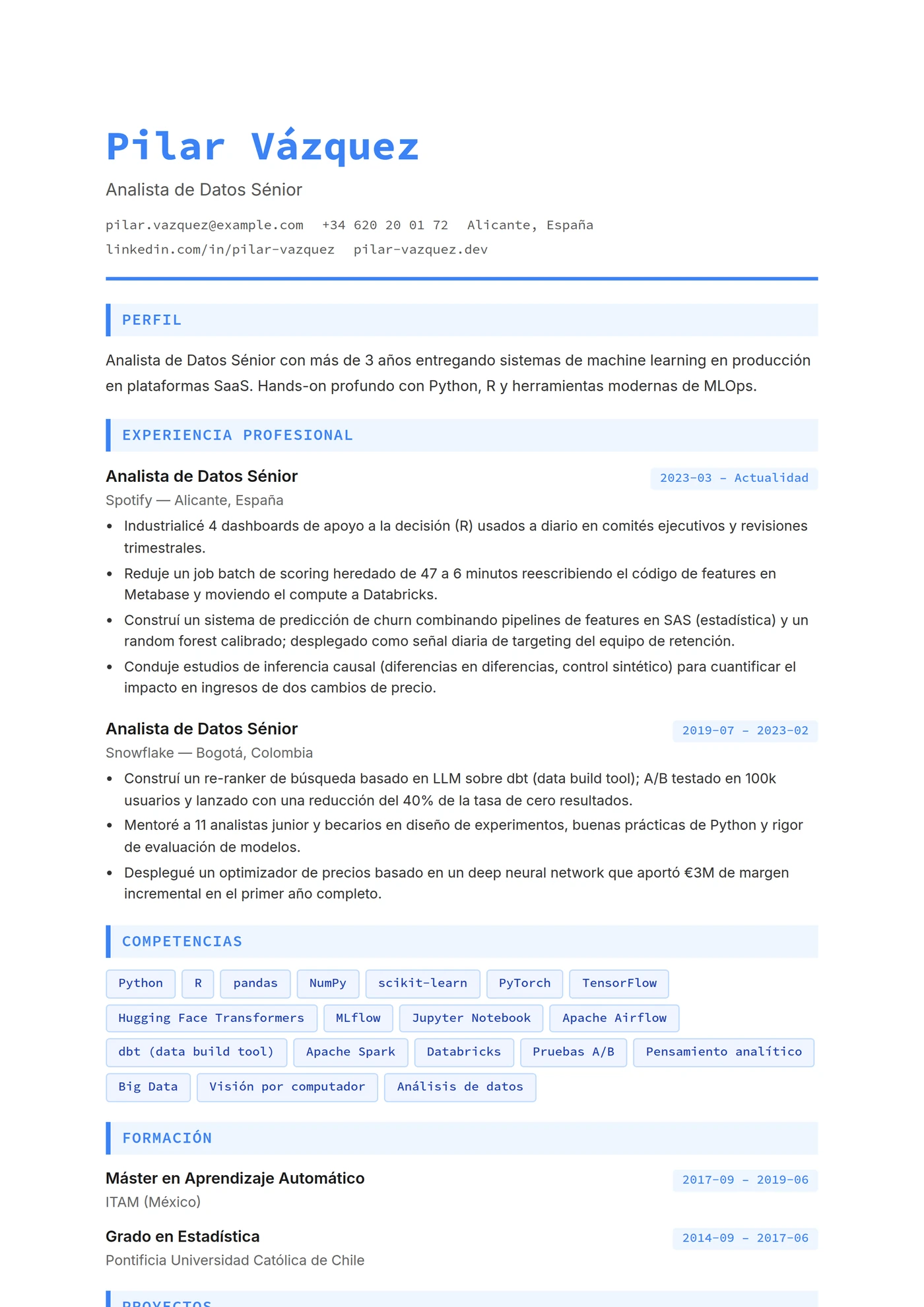 ATS Data Analyst — Plantillas de CV