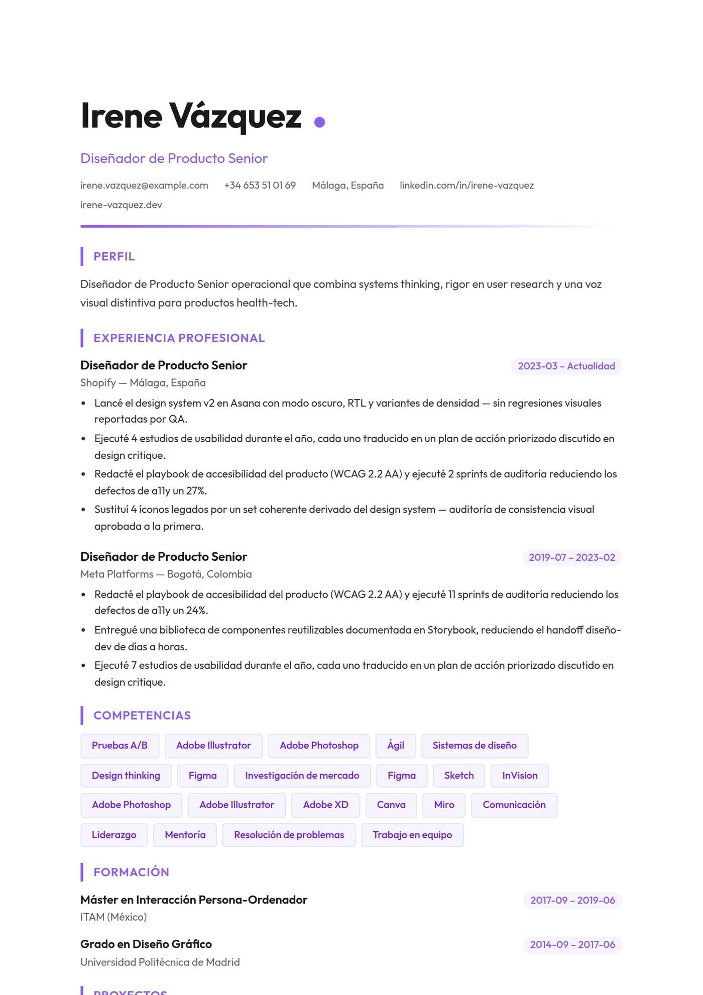 ATS Diseñador — Plantillas de CV