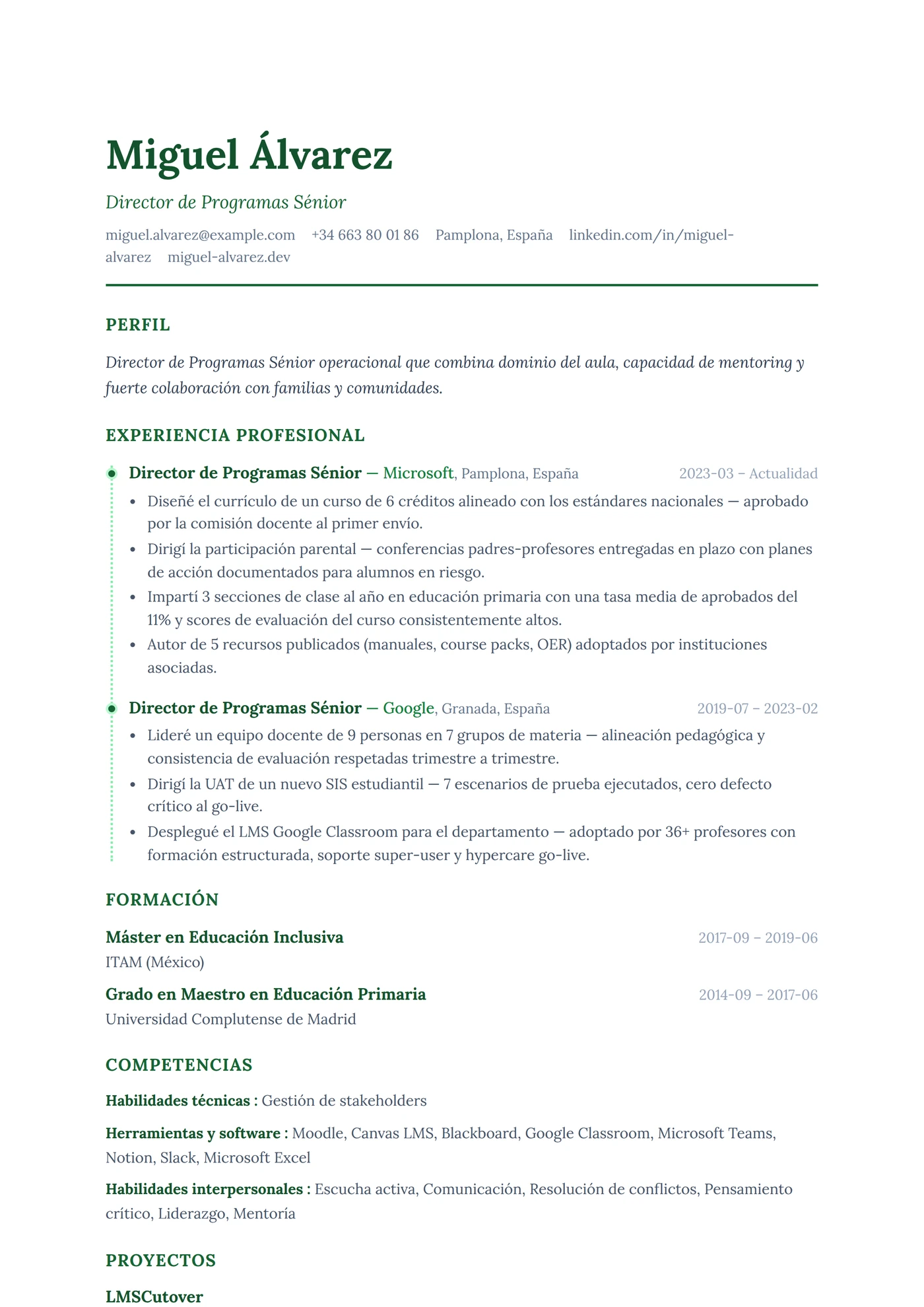 ATS Línea Punteada — Plantillas de CV
