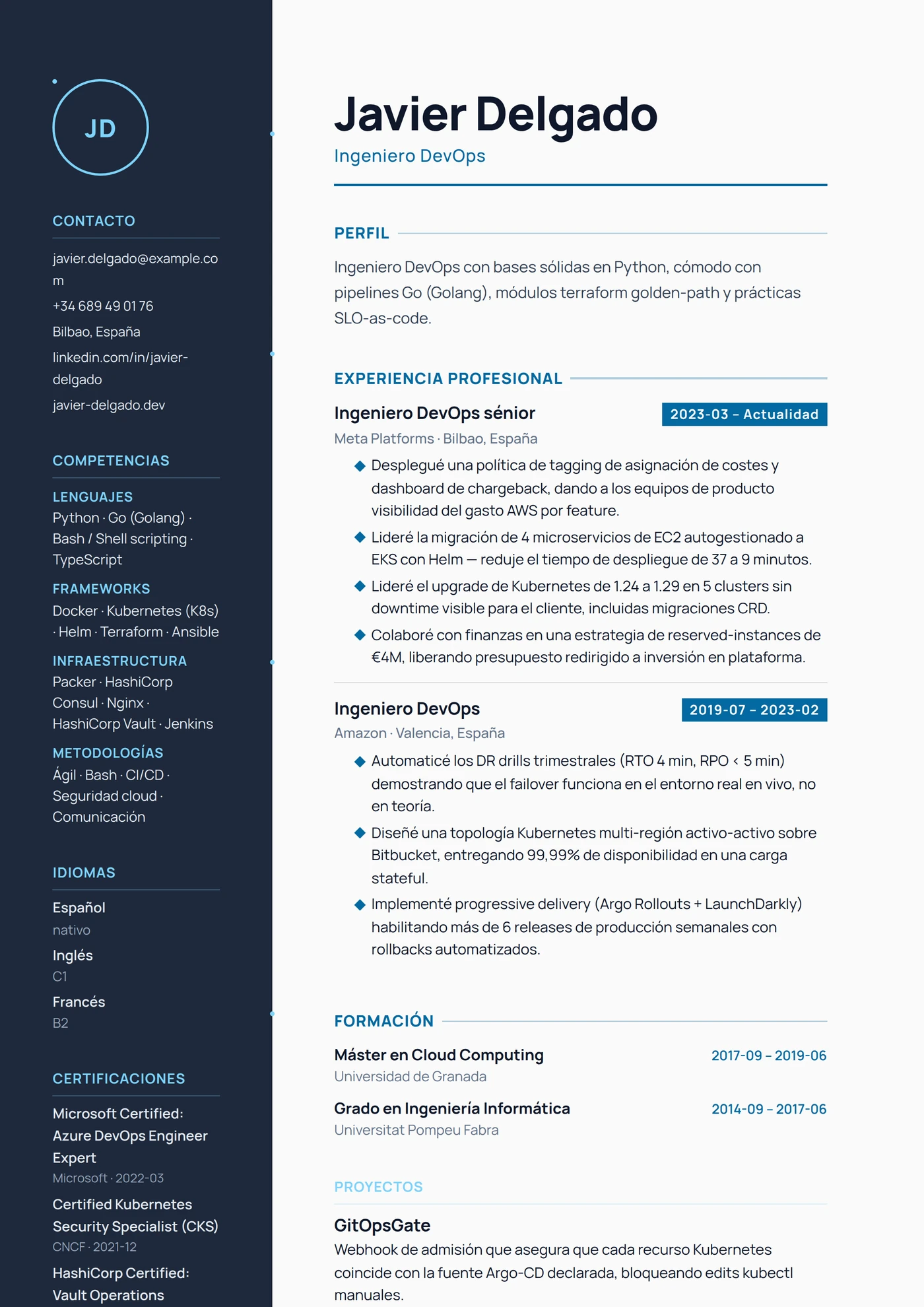 ATS Doble Columna — Plantillas de CV