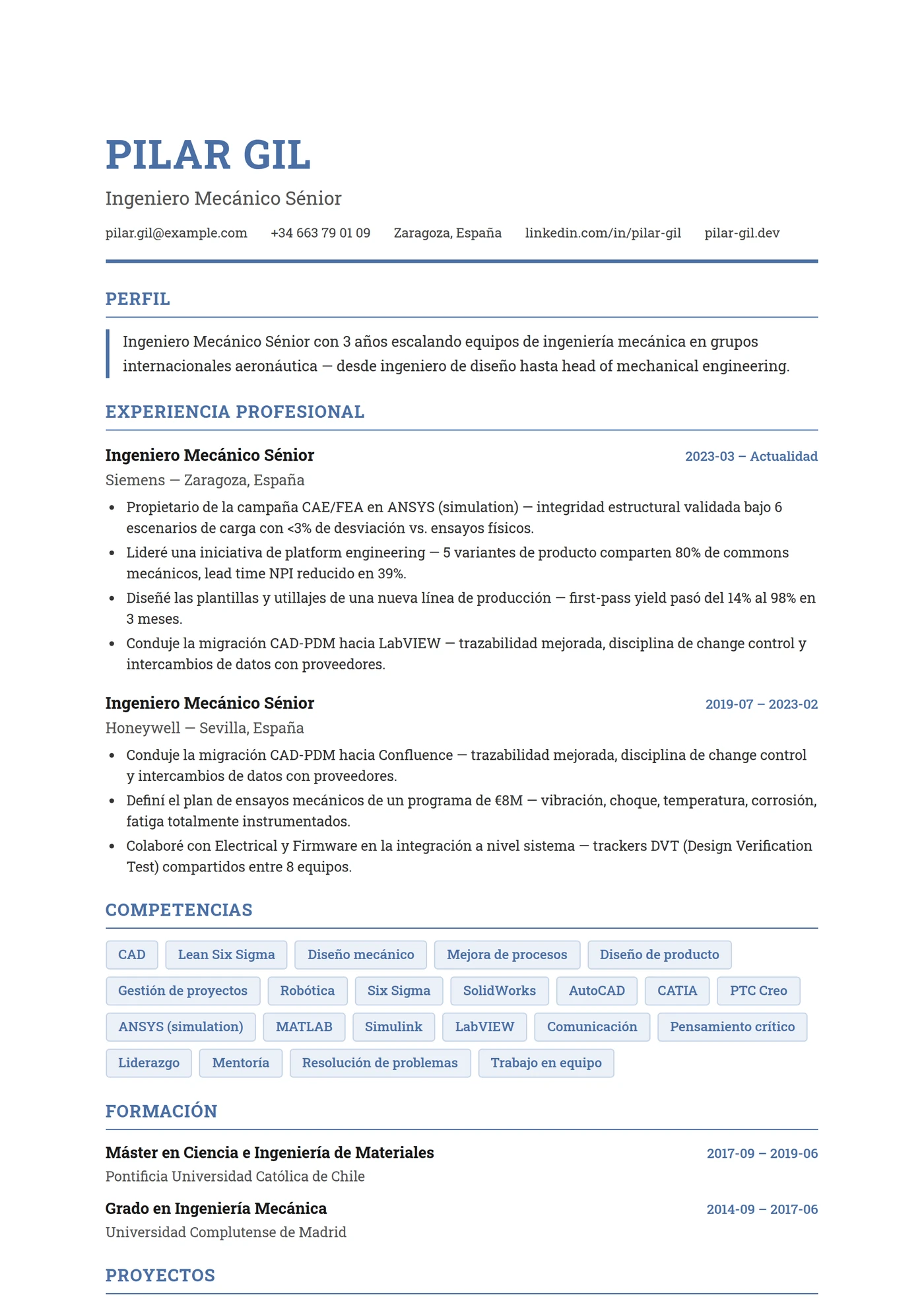 ATS Ingeniero — Plantillas de CV