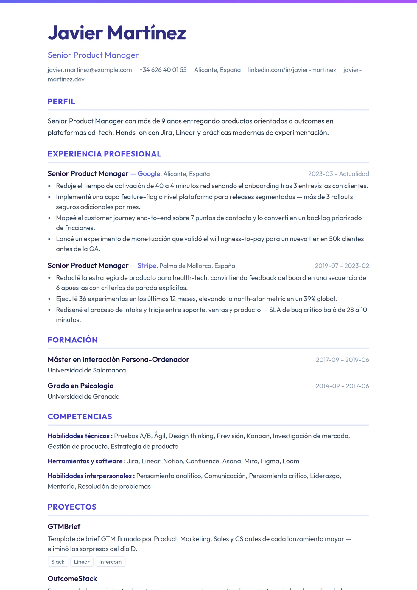 ATS Barra Degradada — Plantillas de CV