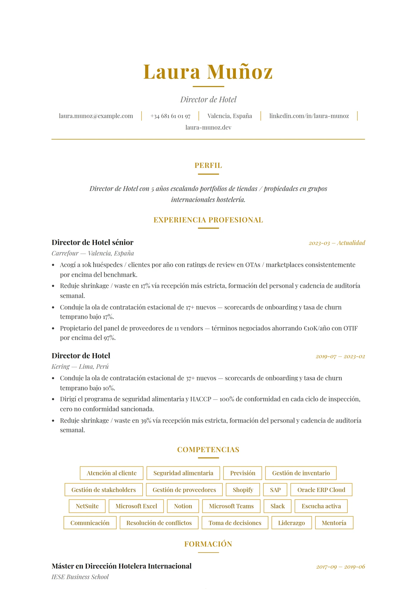 ATS Hostelería — Plantillas de CV