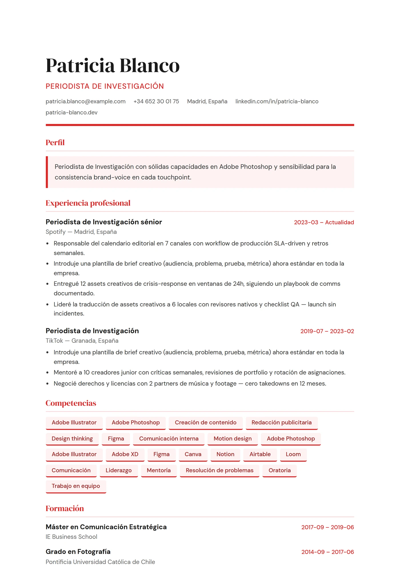 ATS Periodista — Plantillas de CV