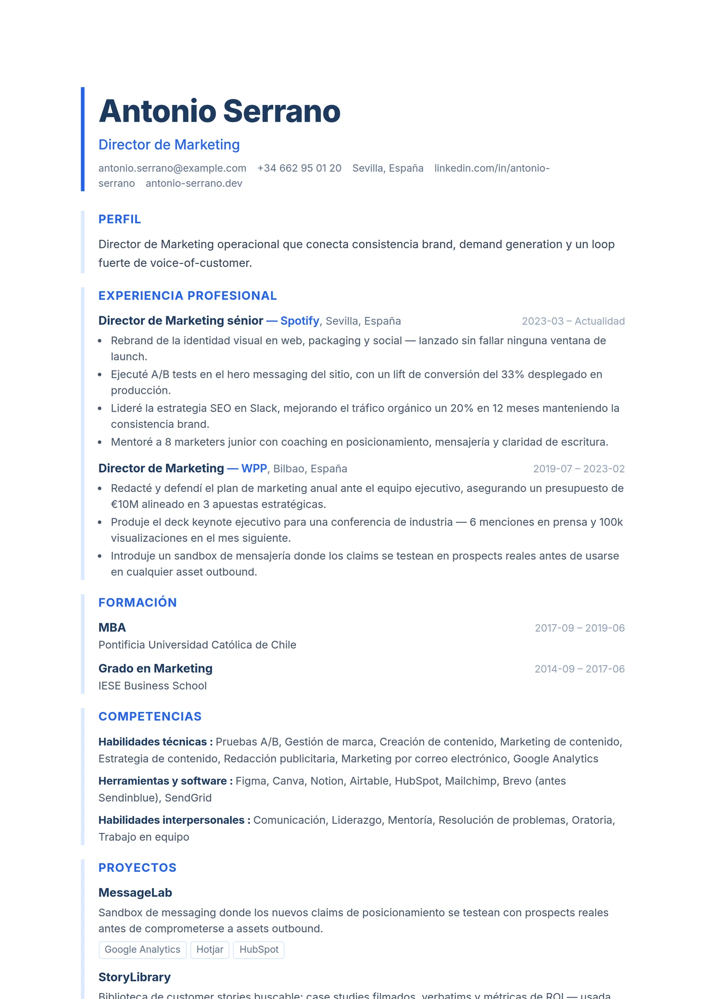 ATS Filete Izquierdo — Plantillas de CV