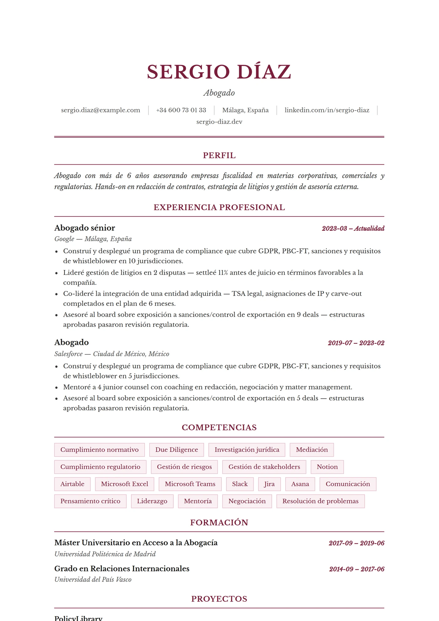 ATS Legal — Plantillas de CV