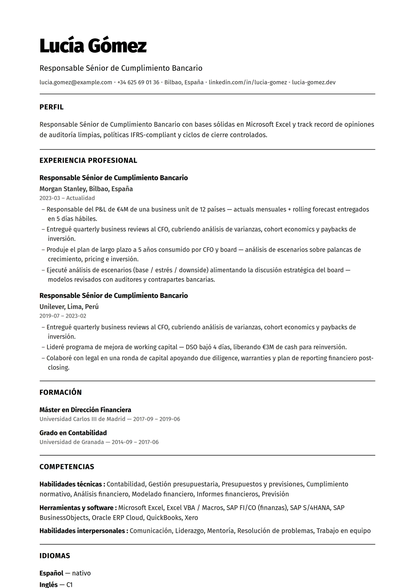 ATS Monocromo — Plantillas de CV