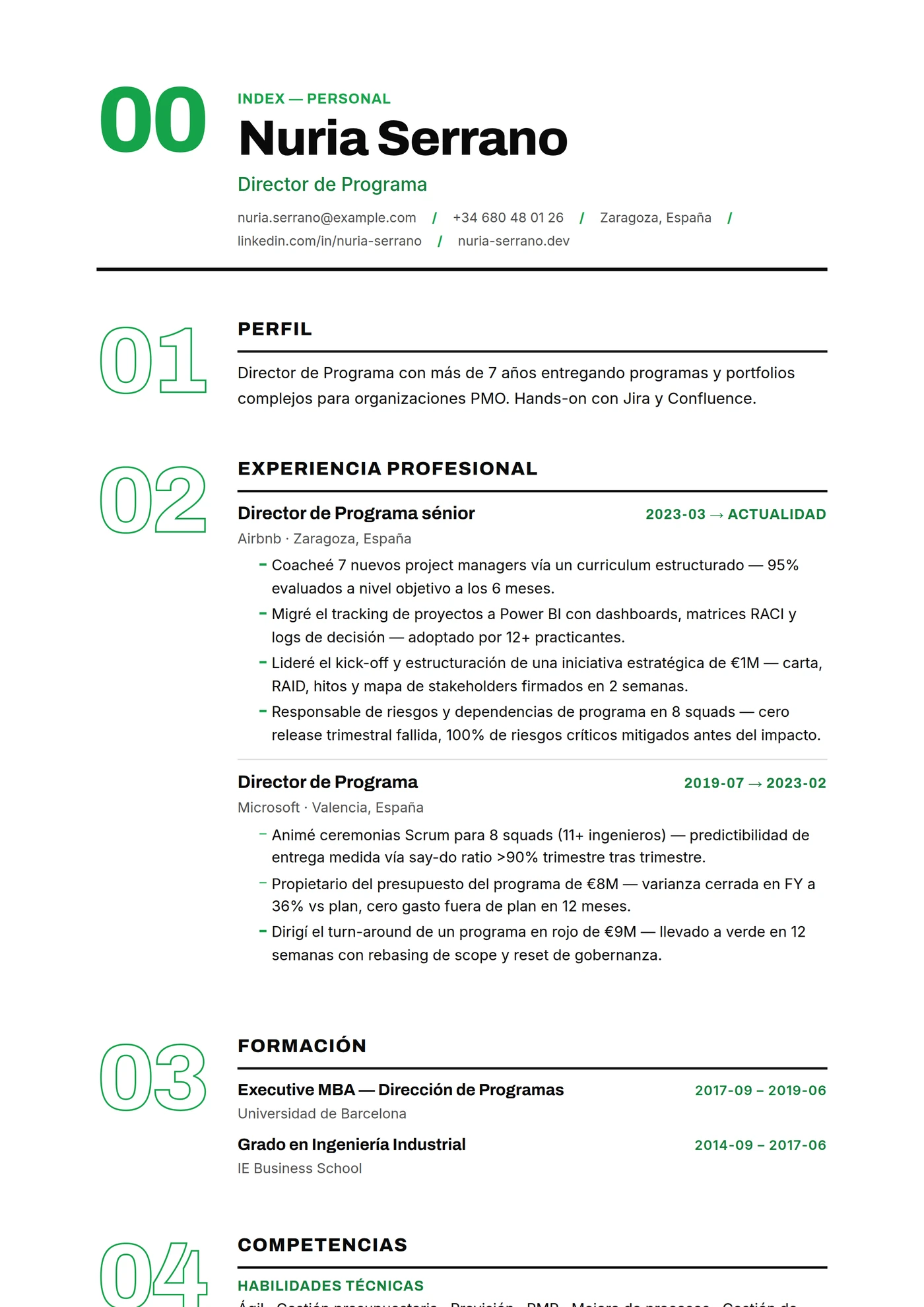 ATS Índice Numérico — Plantillas de CV