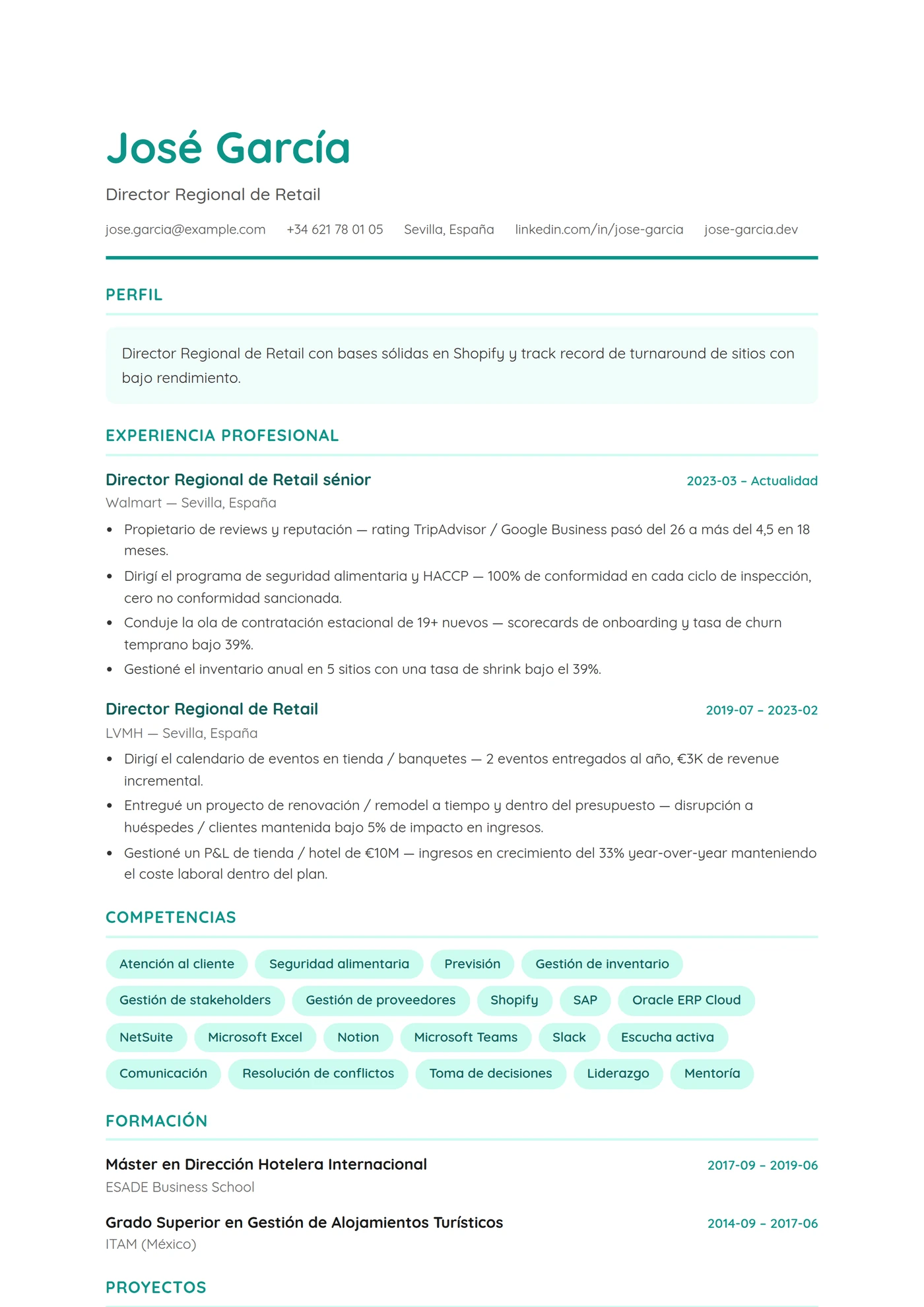 ATS Retail — Plantillas de CV