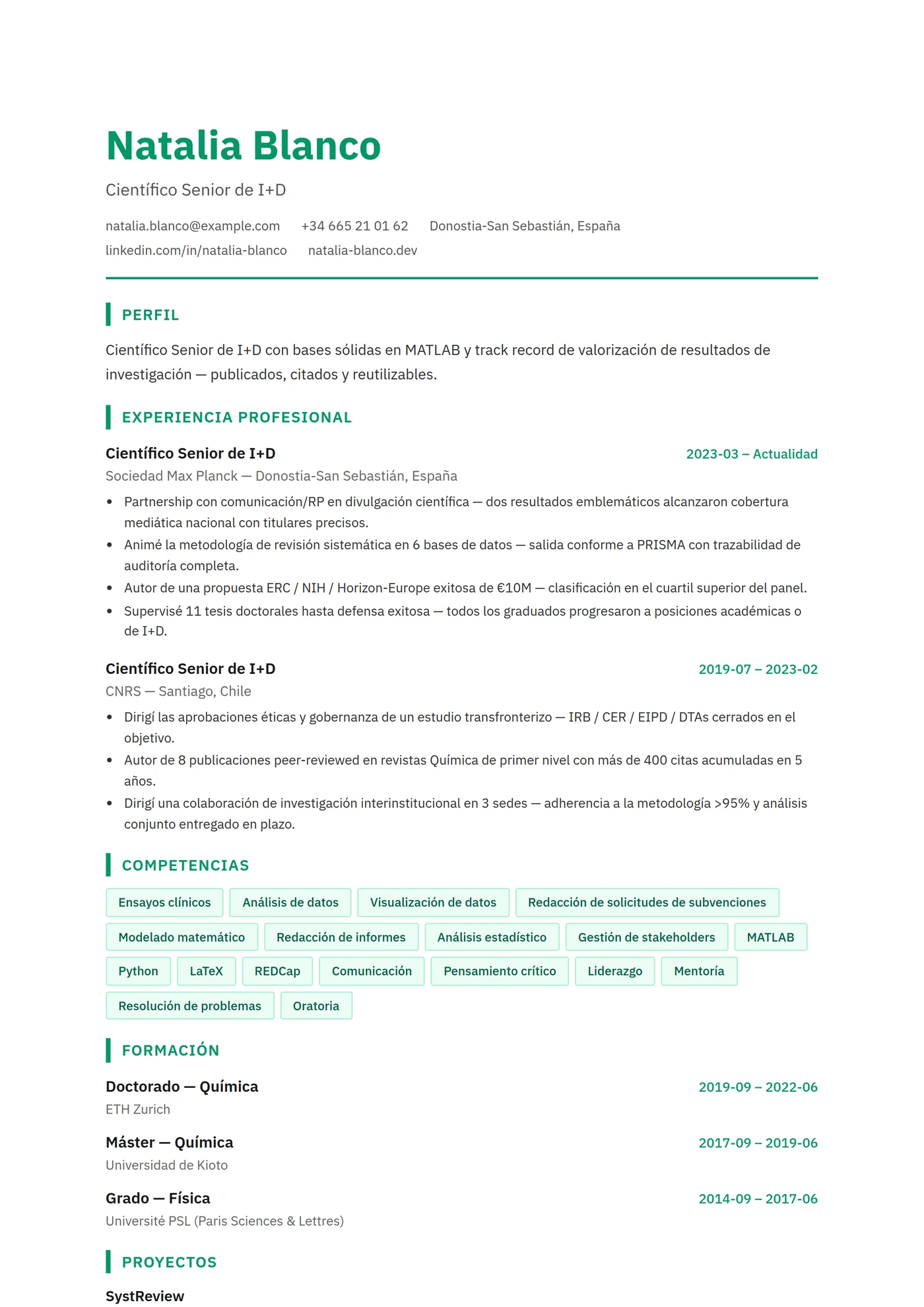 ATS Científico — Plantillas de CV