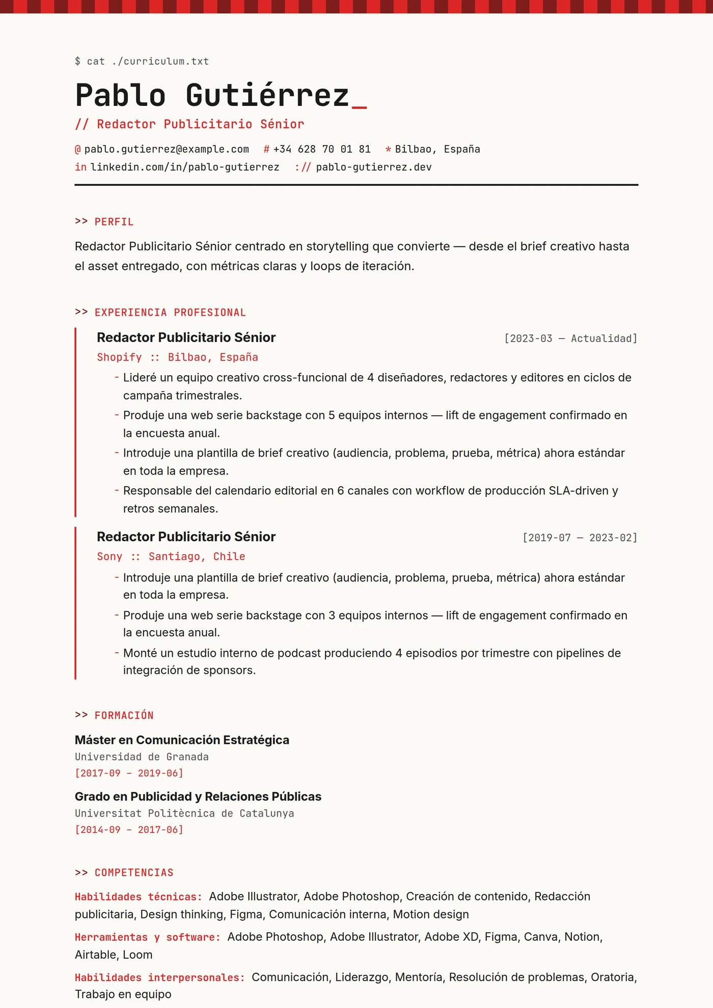 ATS Máquina de Escribir — Plantillas de CV