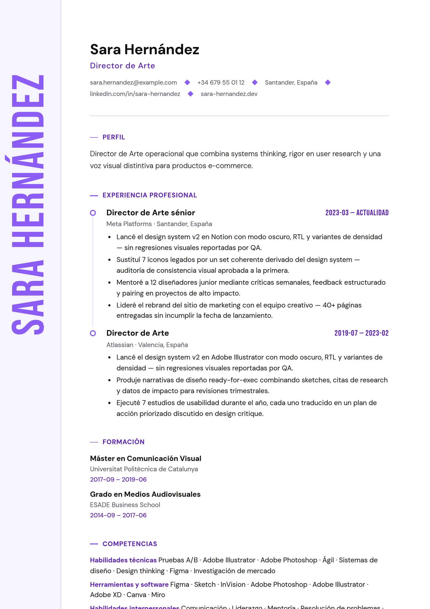 ATS Nombre Vertical — Plantillas de CV