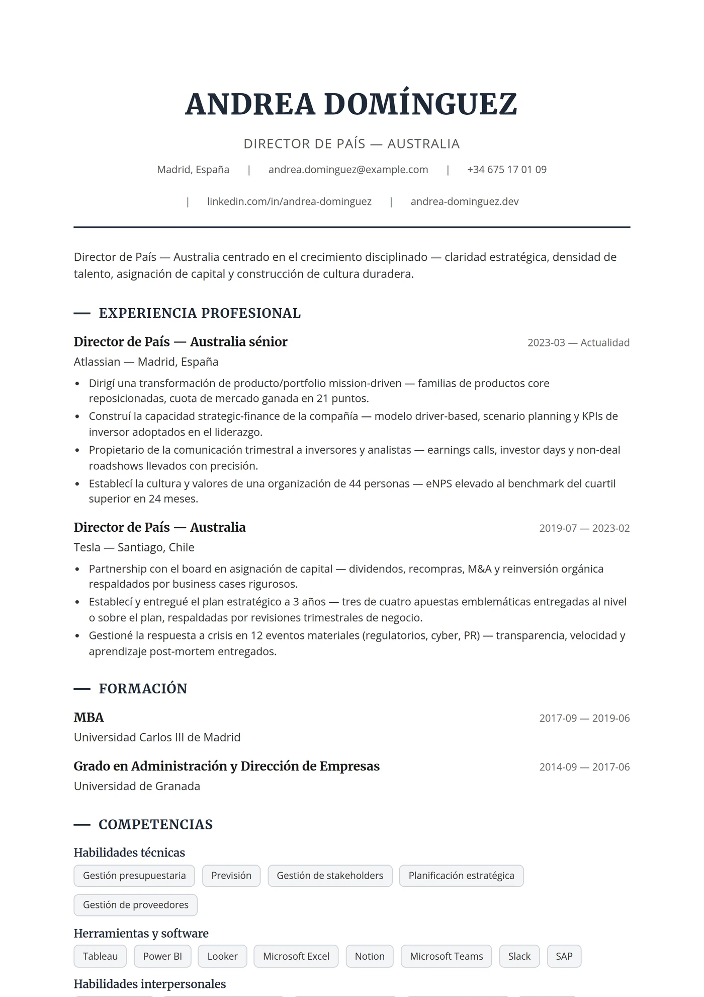 Australia Ejecutivo — Plantillas de CV