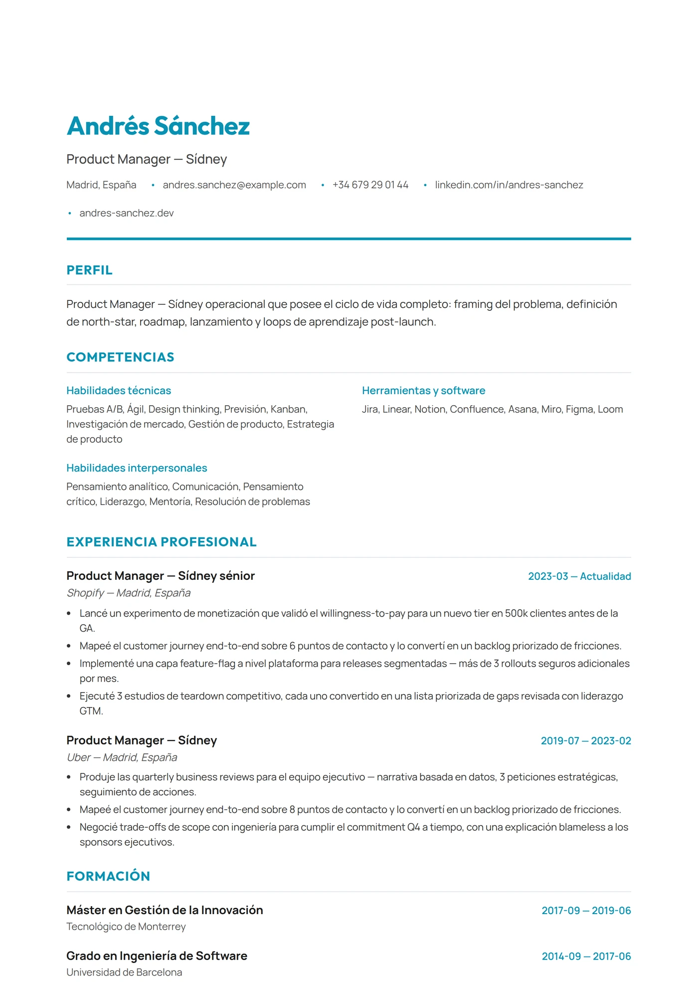 Australia Moderno — Plantillas de CV