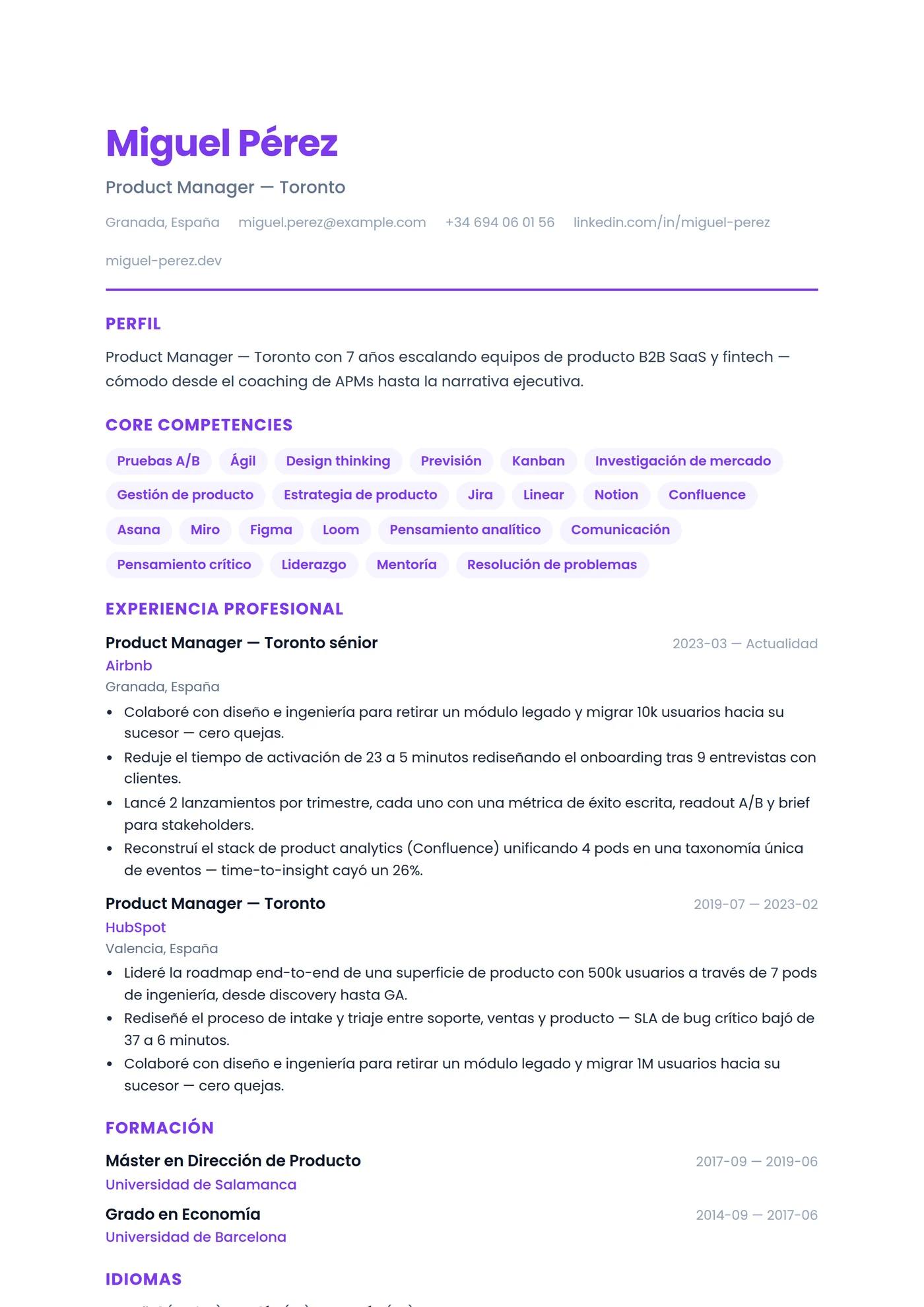 Canadá Inglés Moderno — Plantillas de CV