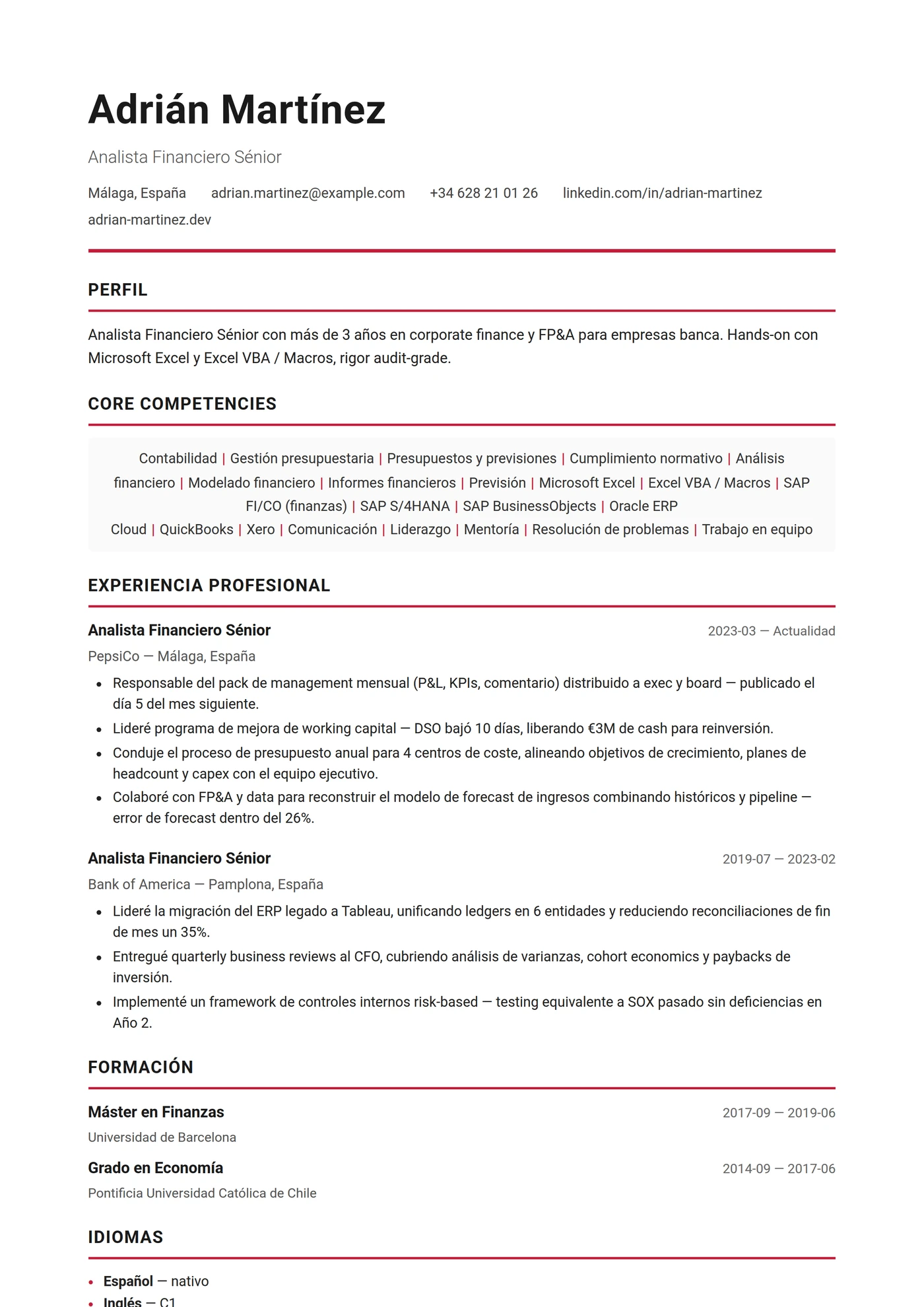 Canadá Inglés — Plantillas de CV